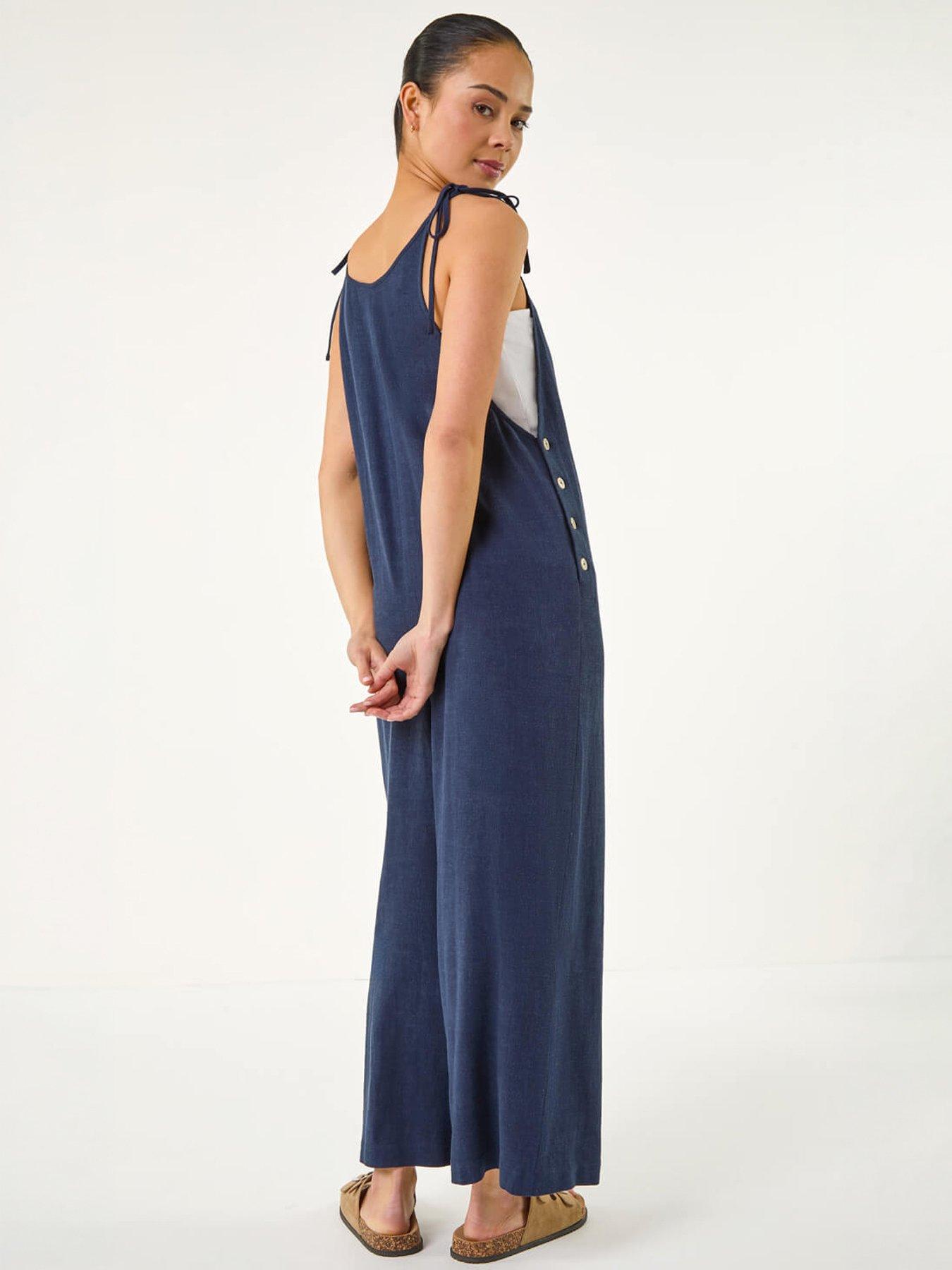  image of roman-petite-strappy-tie-button-jumpsuit