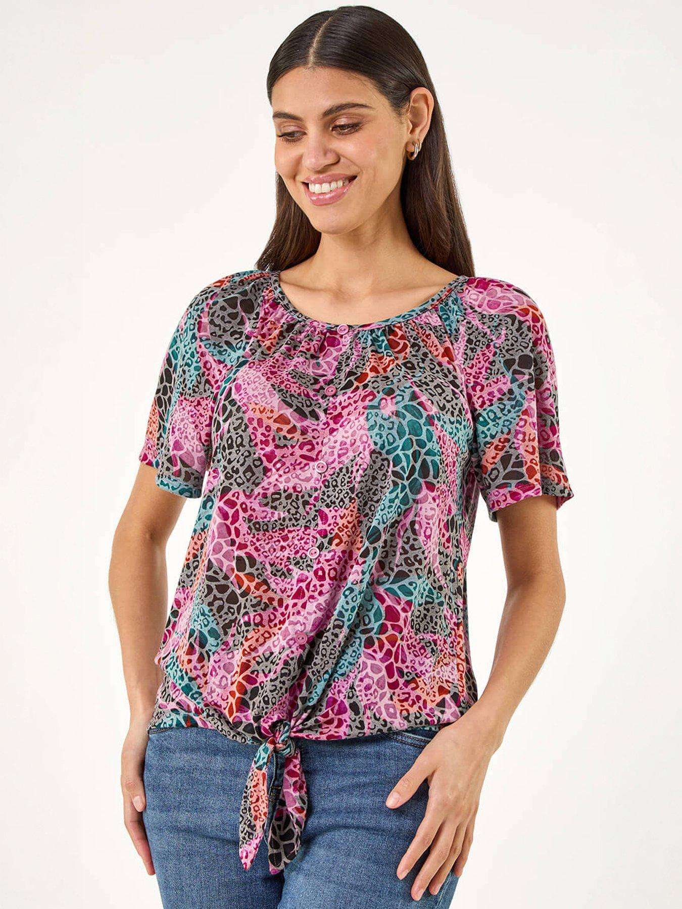 Roman Tie Front Button Top