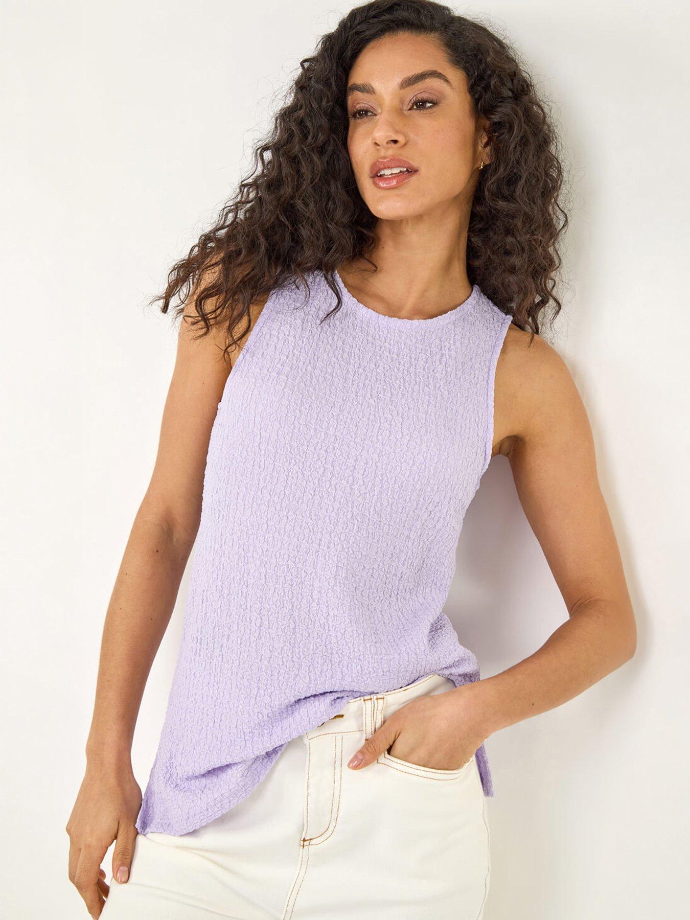 front image of roman-dusk-textured-longline-stretch-top