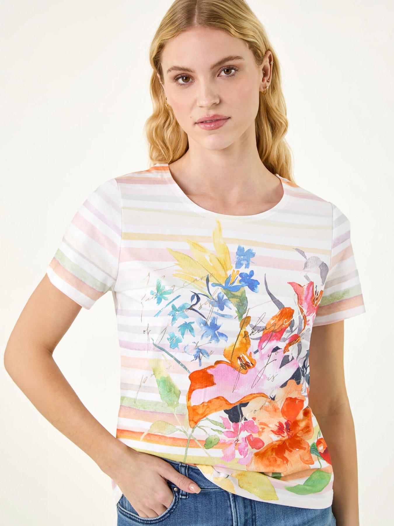 Roman Floral Stripe Top