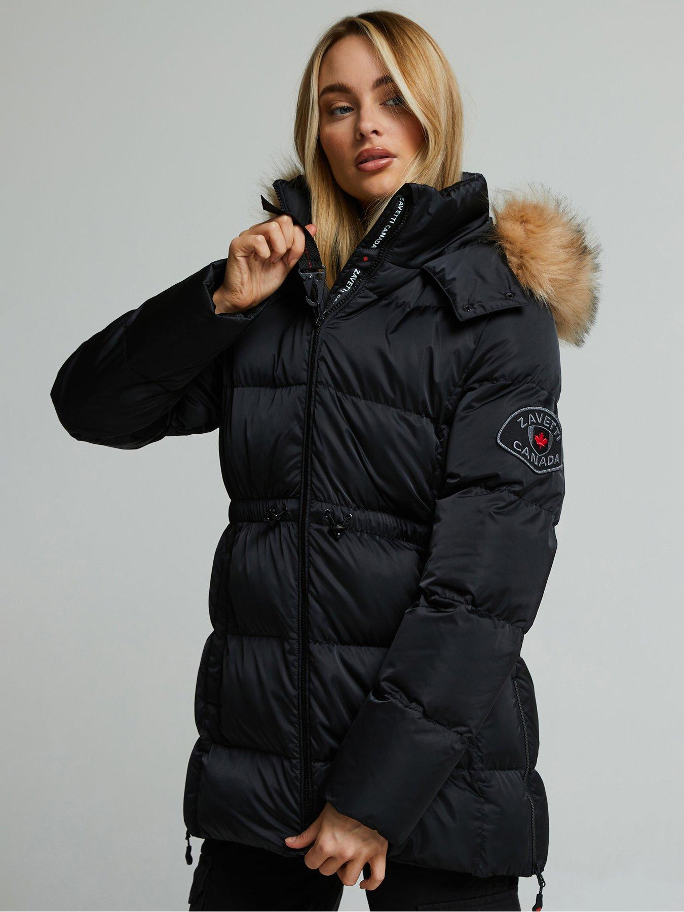 Image 4 of 7 of Zavetti Canada Women's Zavetti Canada Virna 2.0 Mid Length Puffer Parka Jacket - Black