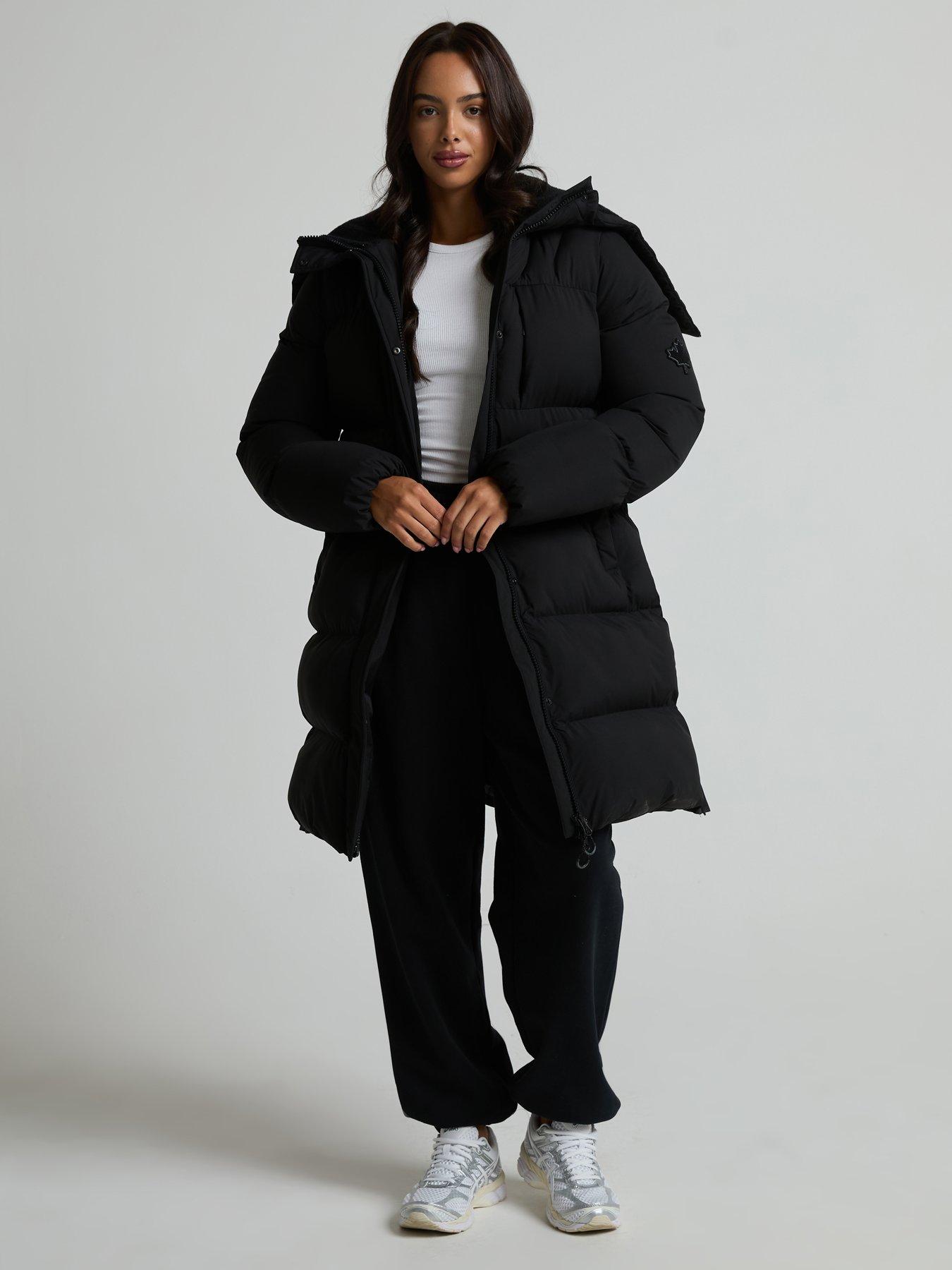 Image 3 of 5 of Zavetti Canada Womens Elloria Longline Padded Hooded Puffer Jacket - Black