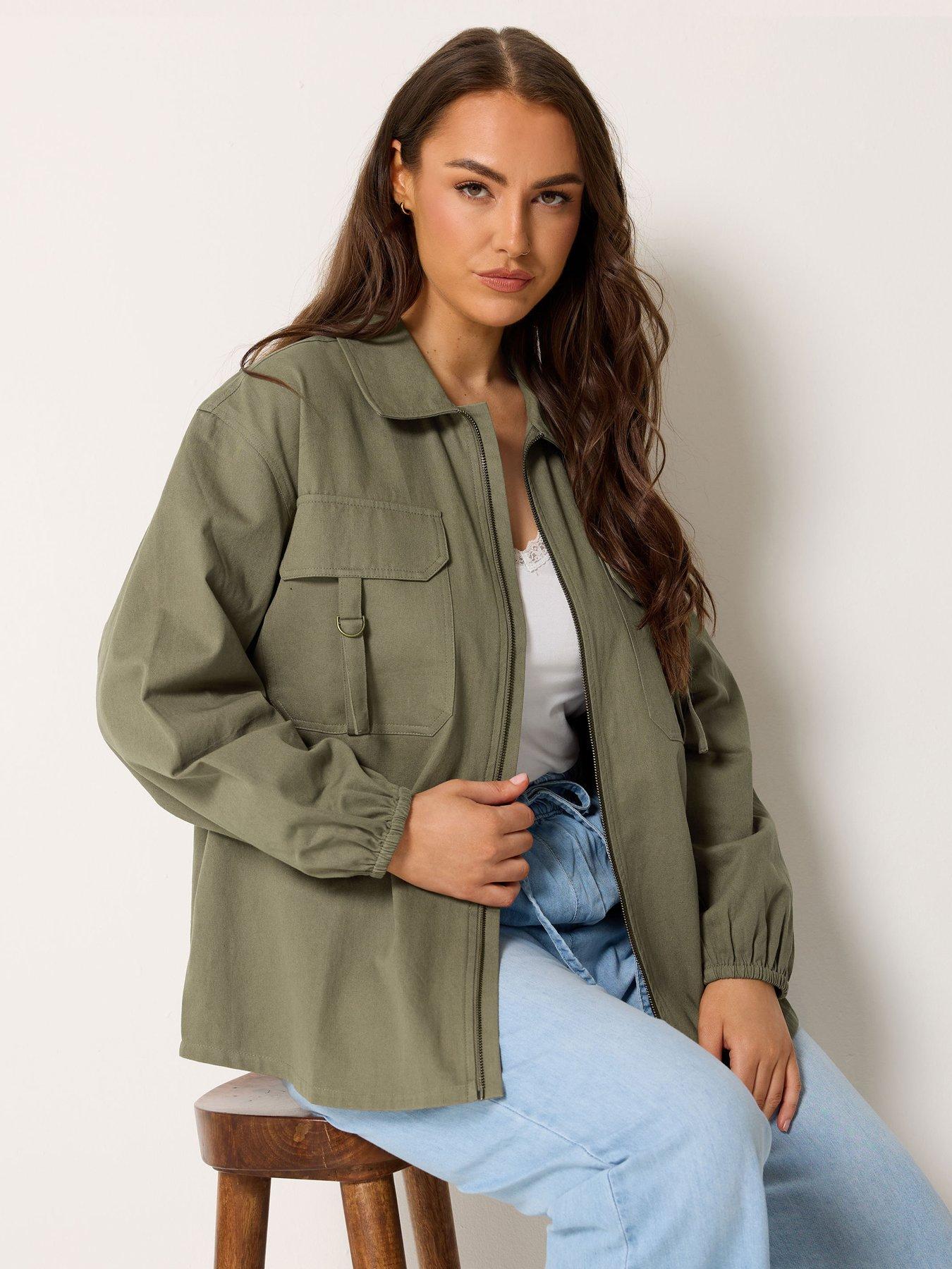 Yours Curve Utility Shacket - Green