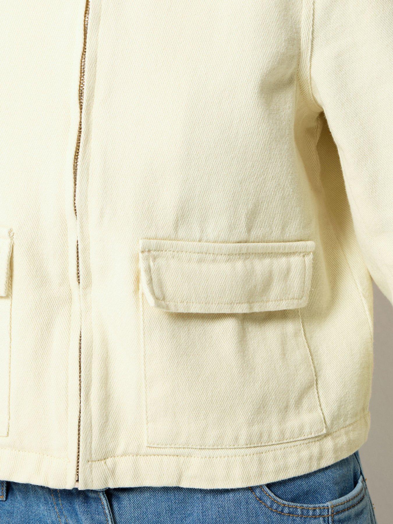Image 4 of 4 of PixieGirl Petite Funnel Neck Denim Jacket - Yellow