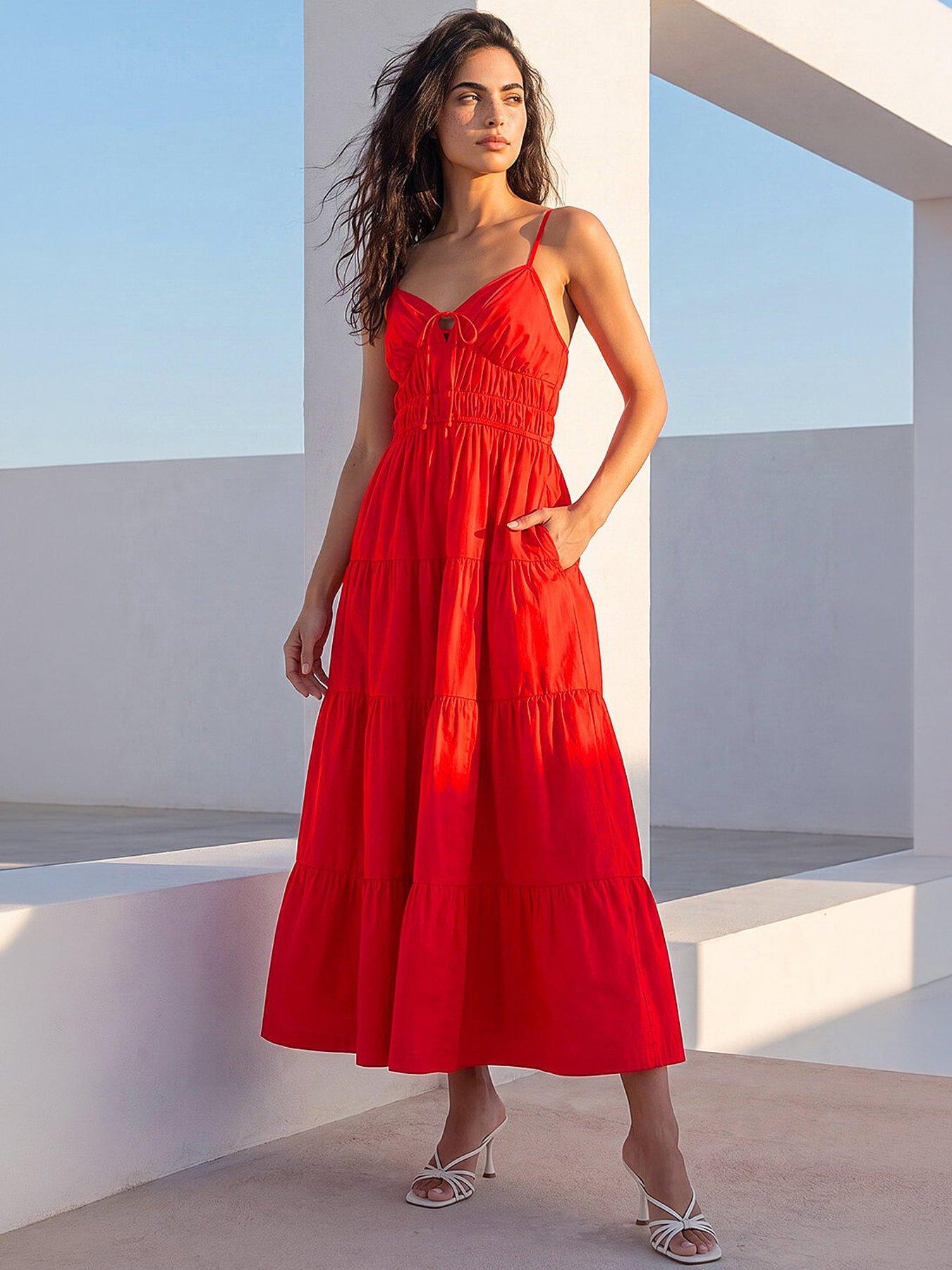 Roman Dusk Cotton Tiered Maxi Dress