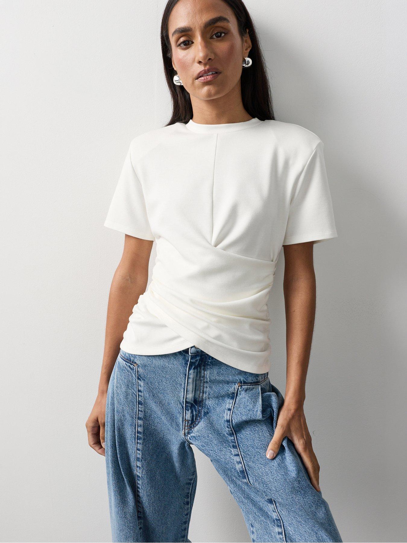 Image 4 of 7 of Michelle Keegan Structured Cinch Waist Top - Ivory