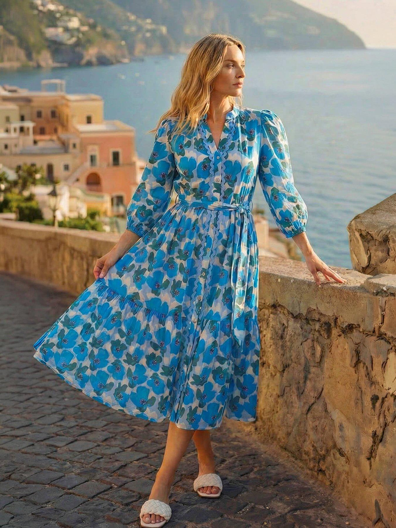 Roman Petite Floral Print Pocket Midi Dress