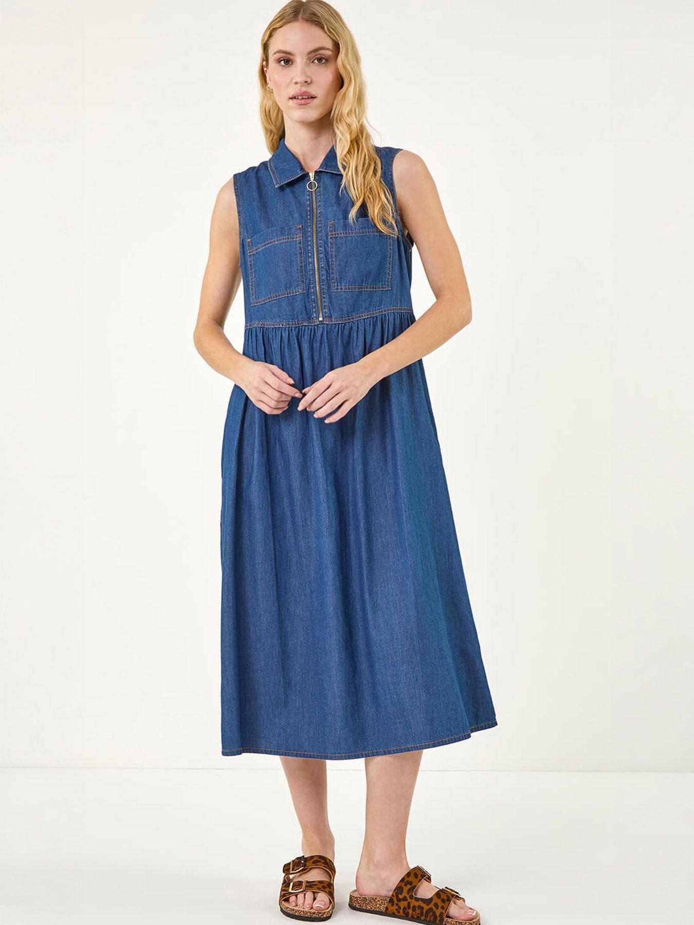 Roman Collared Zip Front Midi Dress