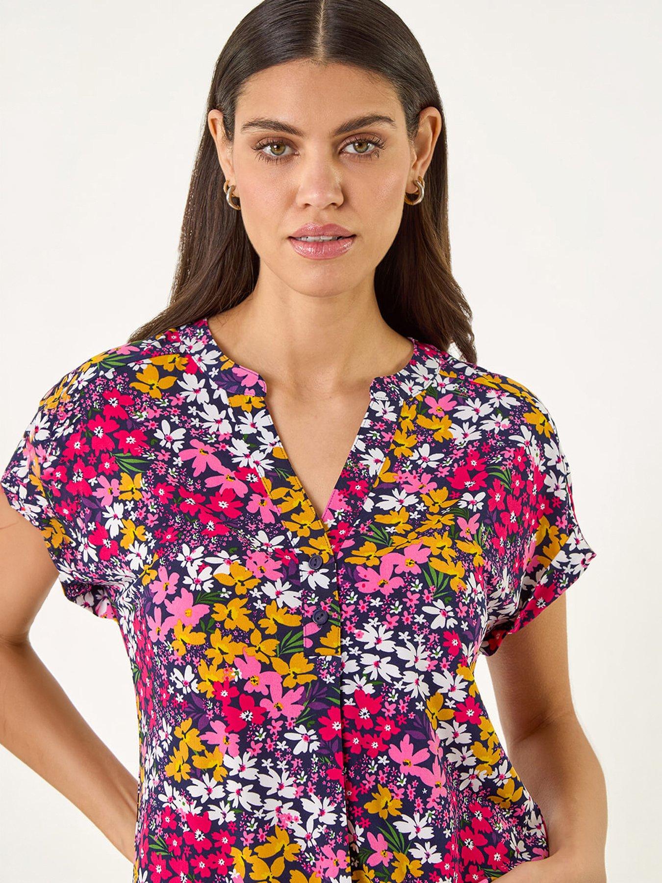 Roman Floral Print Stretch Shirt