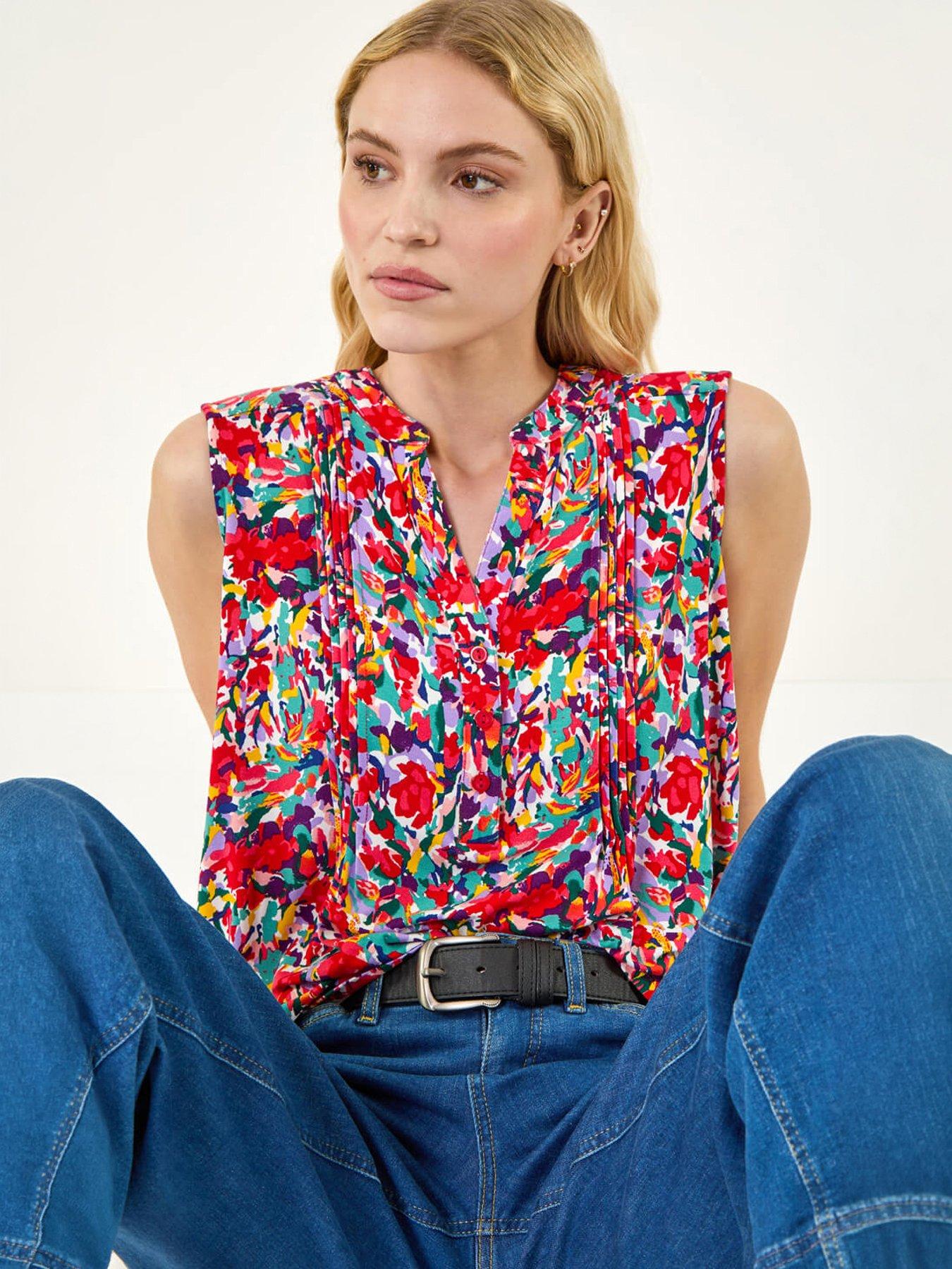 Roman Floral Pintuck Vest Top