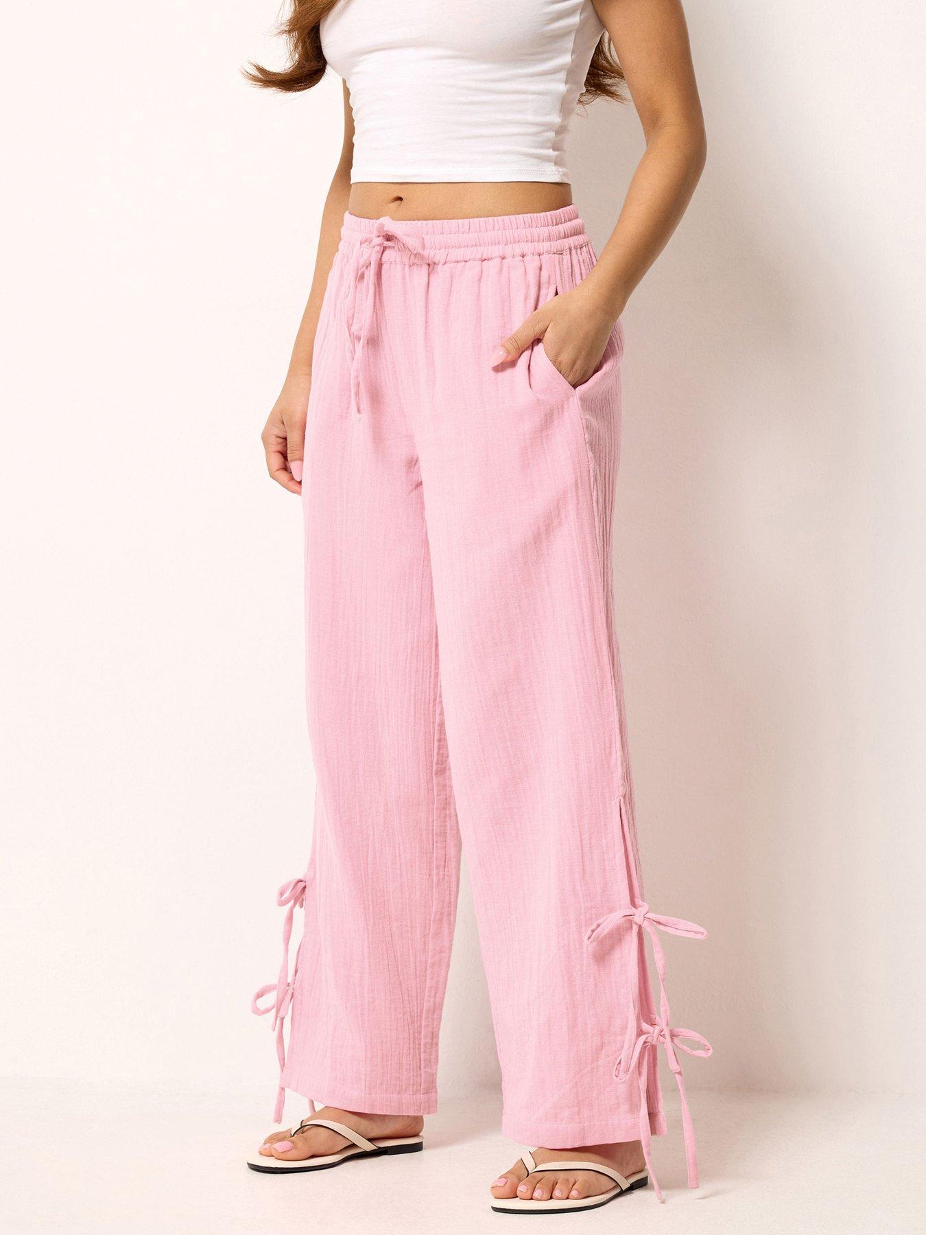 PixieGirl Petite Crinkle Trousers - Pink