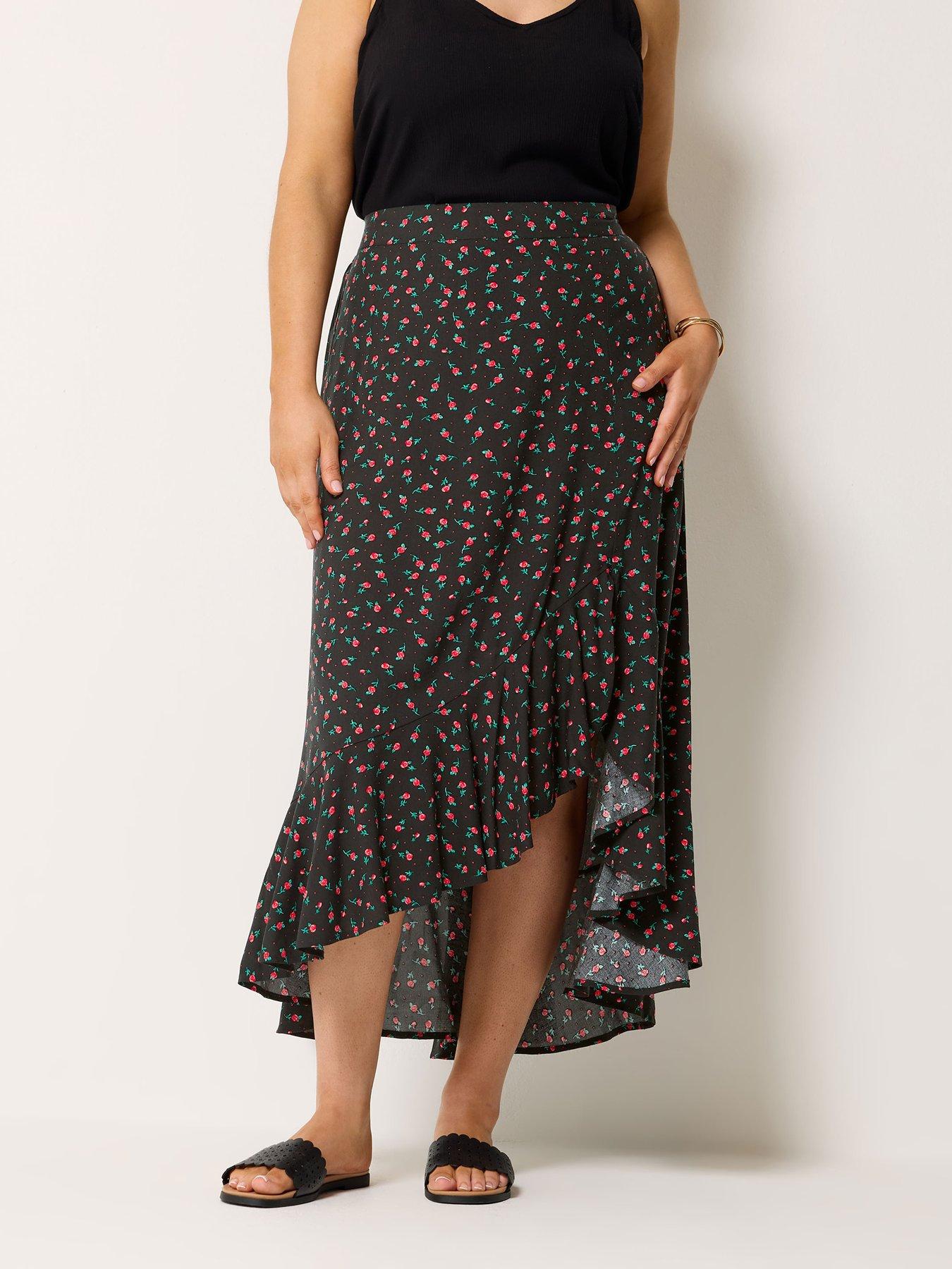 Yours Curve Leopard Ruffle Maxi Skirt