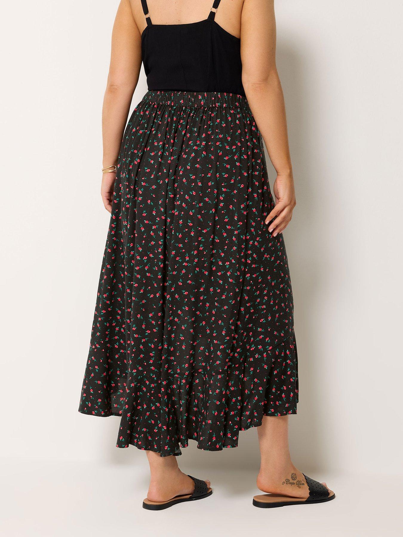 Image 2 of 5 of Yours Curve Leopard Ruffle Maxi Skirt