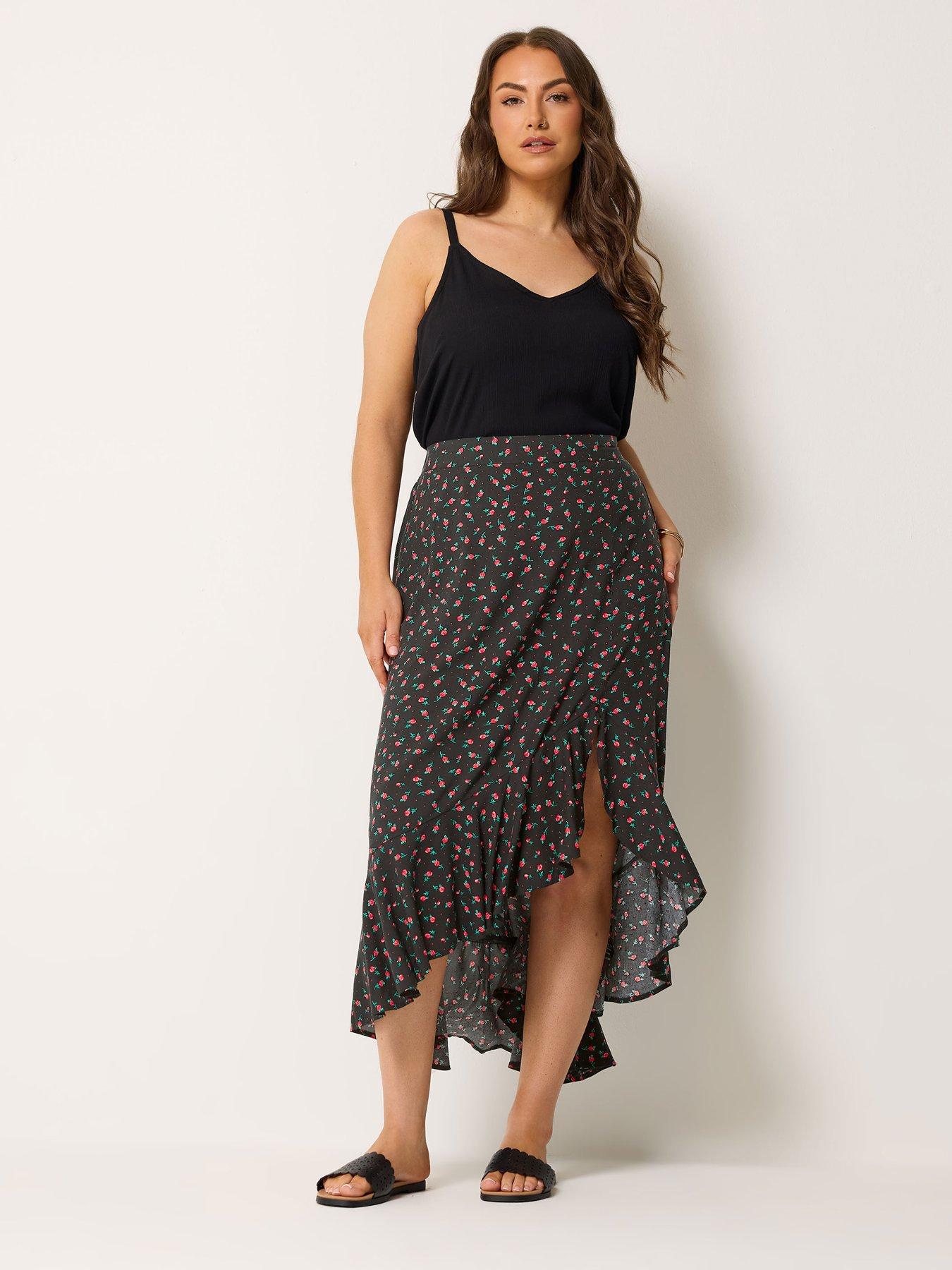 Image 3 of 5 of Yours Curve Leopard Ruffle Maxi Skirt