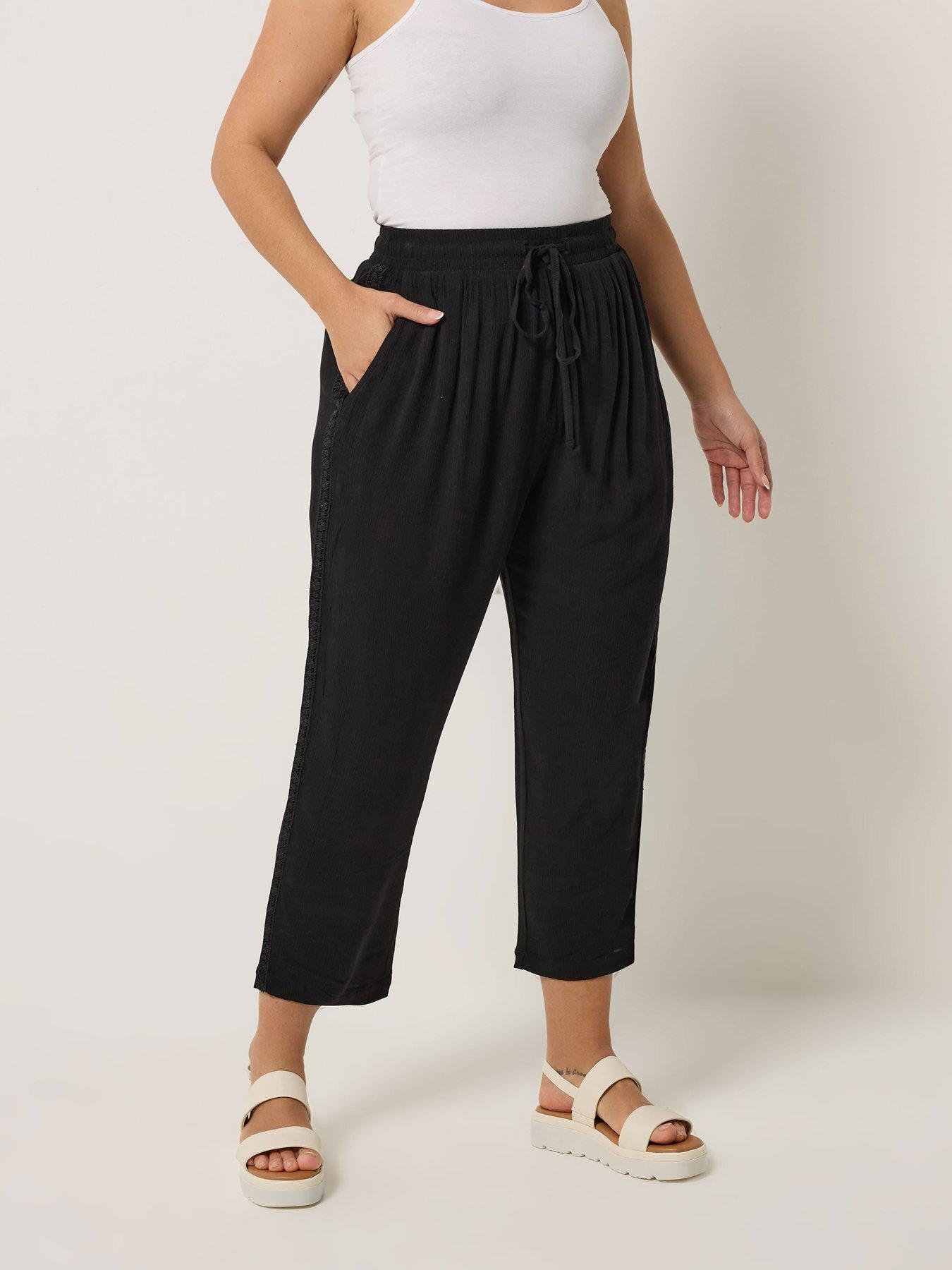front image of yours-curve-crochet-side-crop-trousers