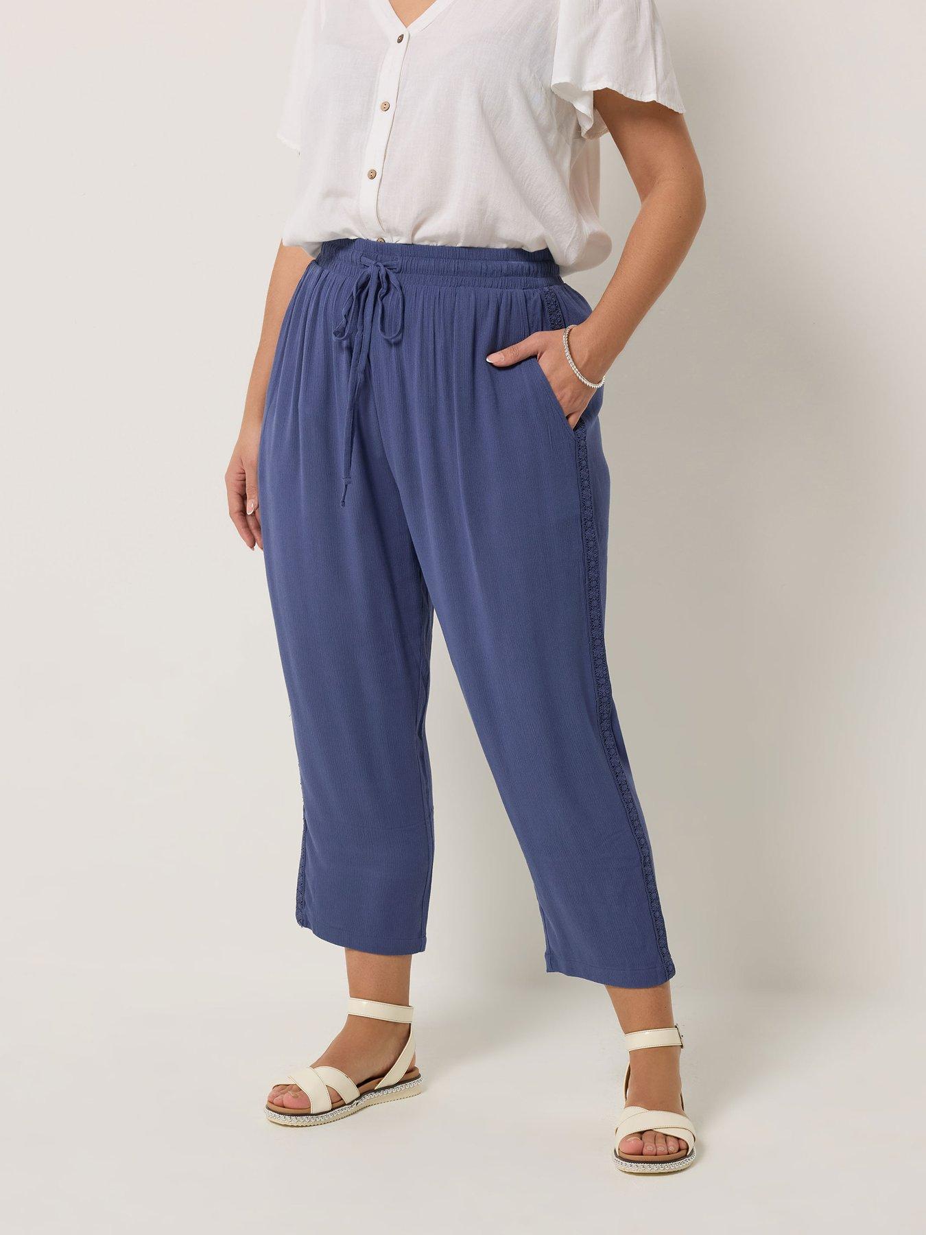 Yours Curve Textured Woven Crop Trousers