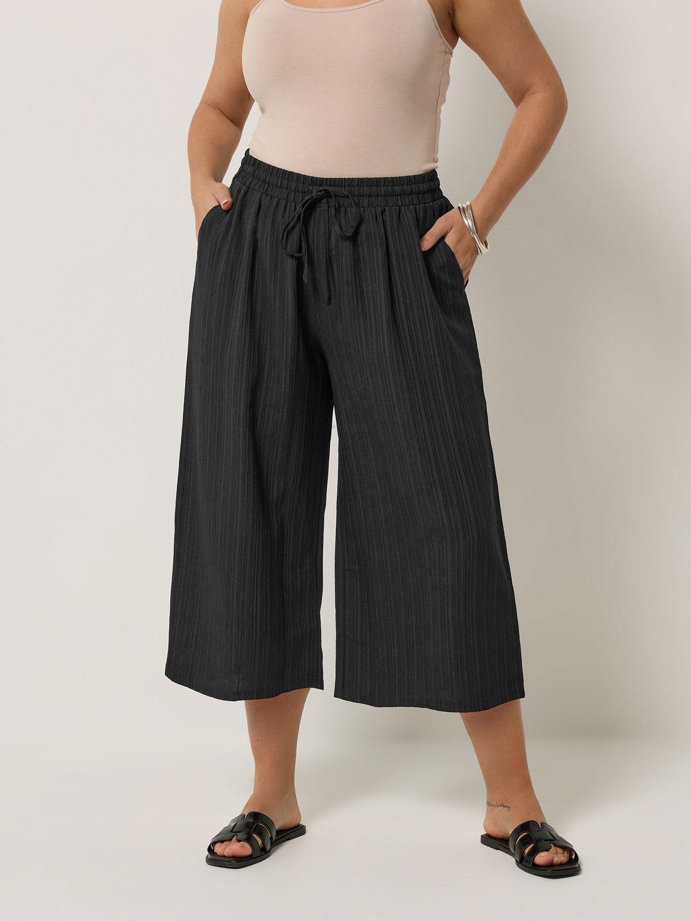 Image 1 of 5 of Yours Curve Crochet Side Crop Trousers