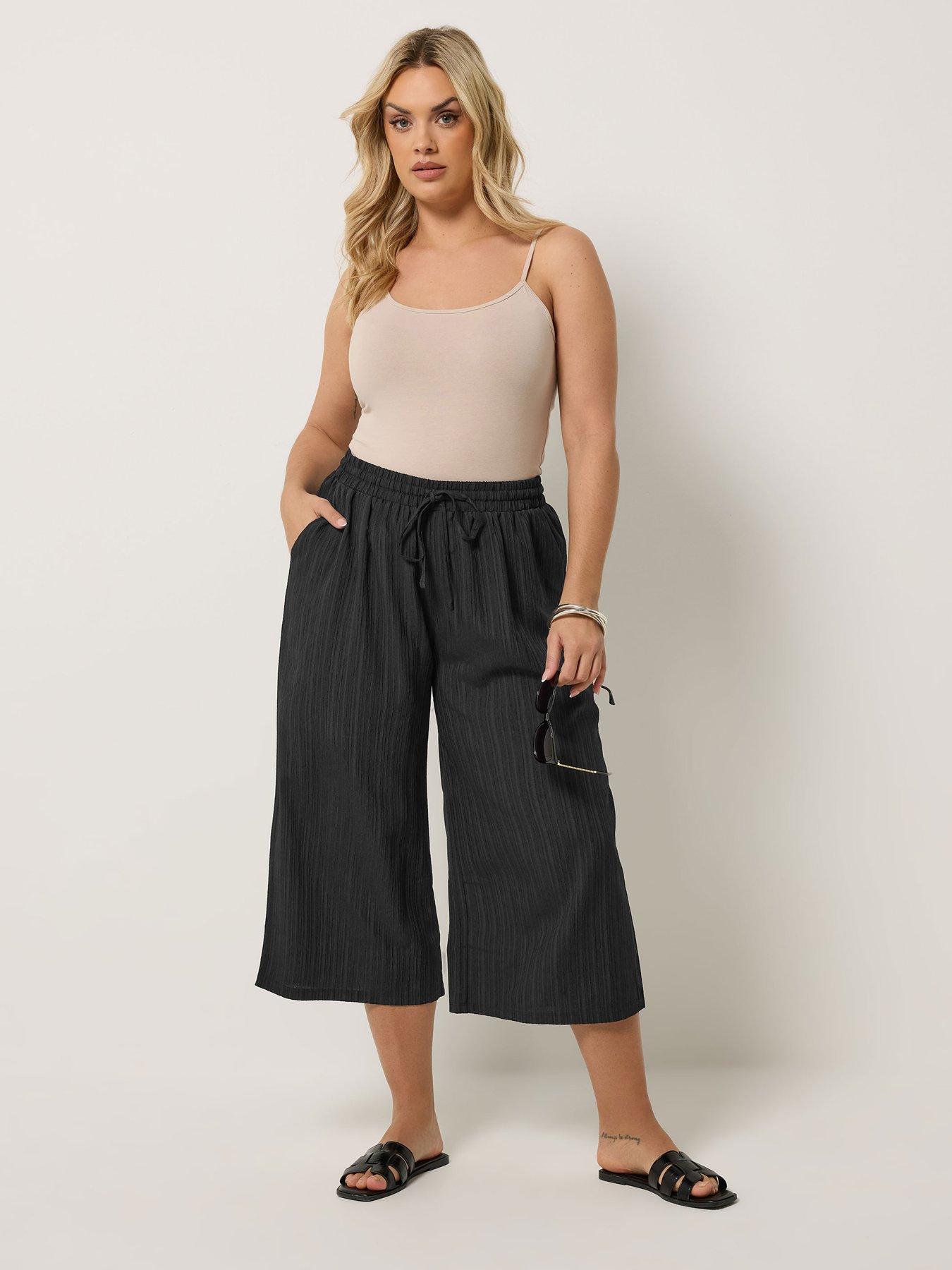 Image 3 of 5 of Yours Curve Crochet Side Crop Trousers