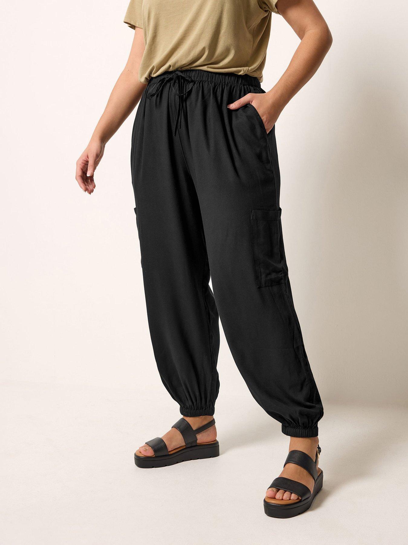 Image 1 of 5 of Yours Curve Cargo Balloon Trouser - Black