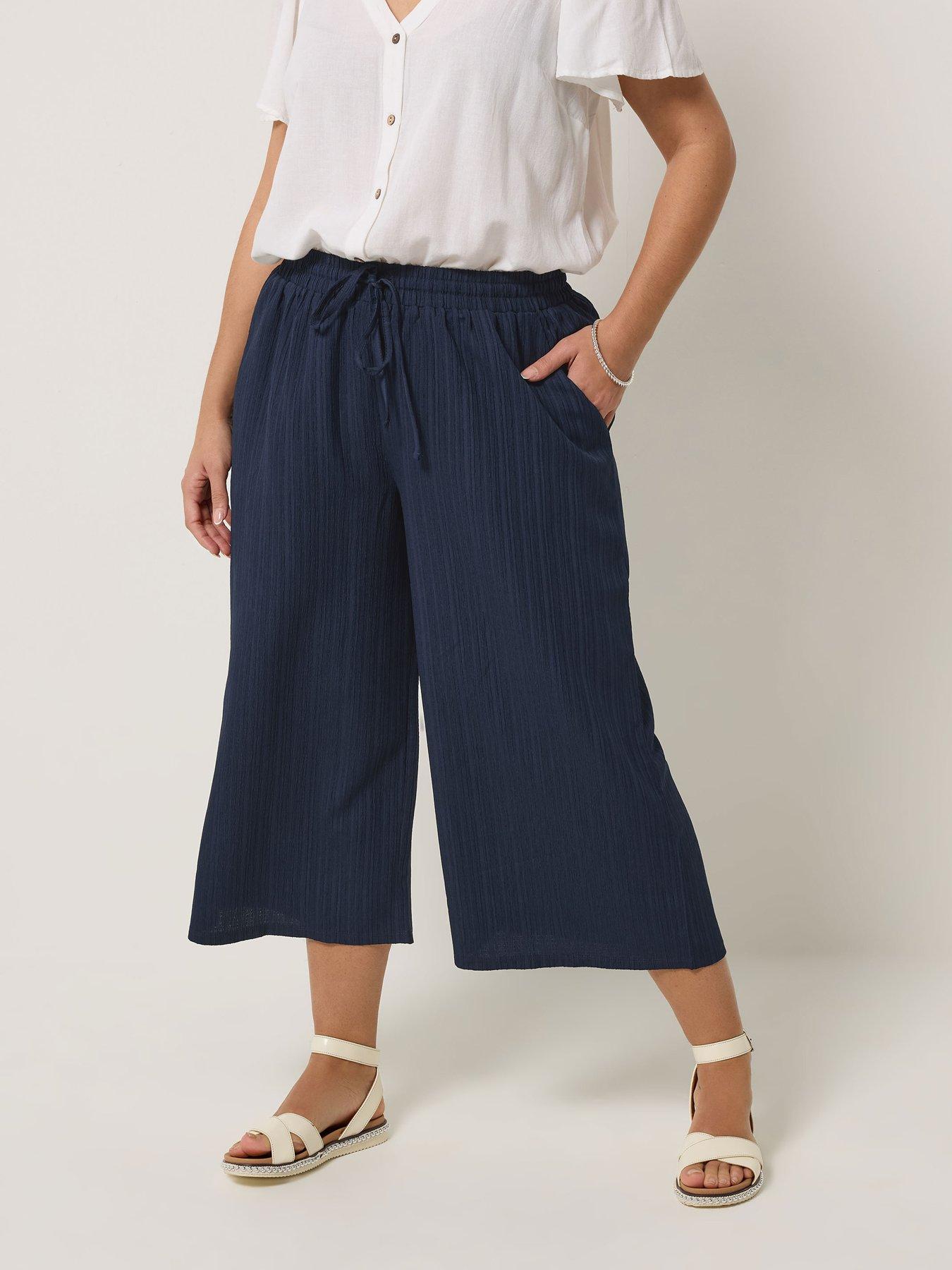 Yours Curve Crochet Drawstring Shorts - Blue
