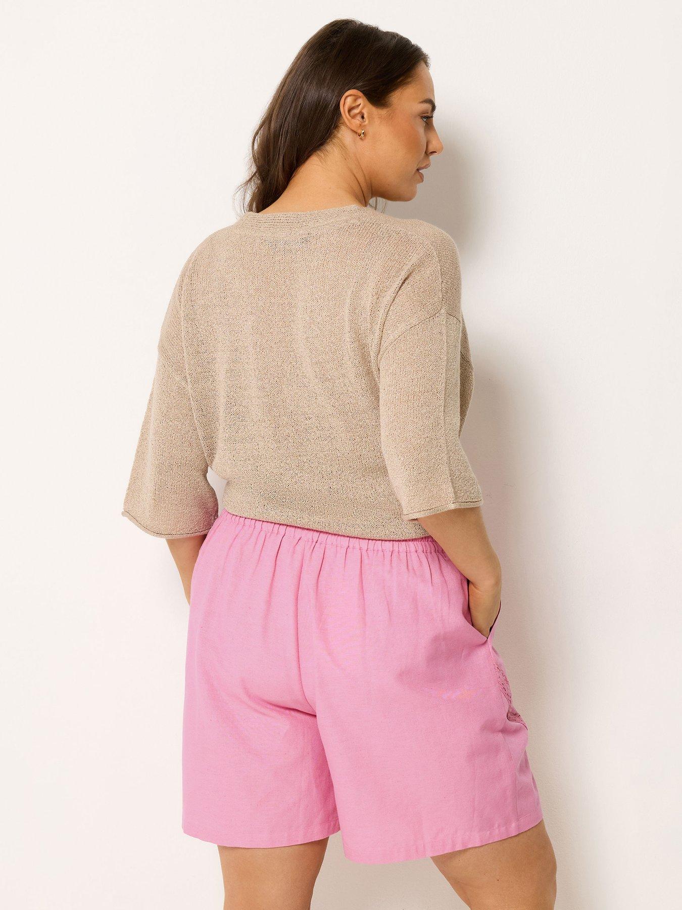 Image 2 of 4 of Yours Curve Crochet Drawstring Shorts
