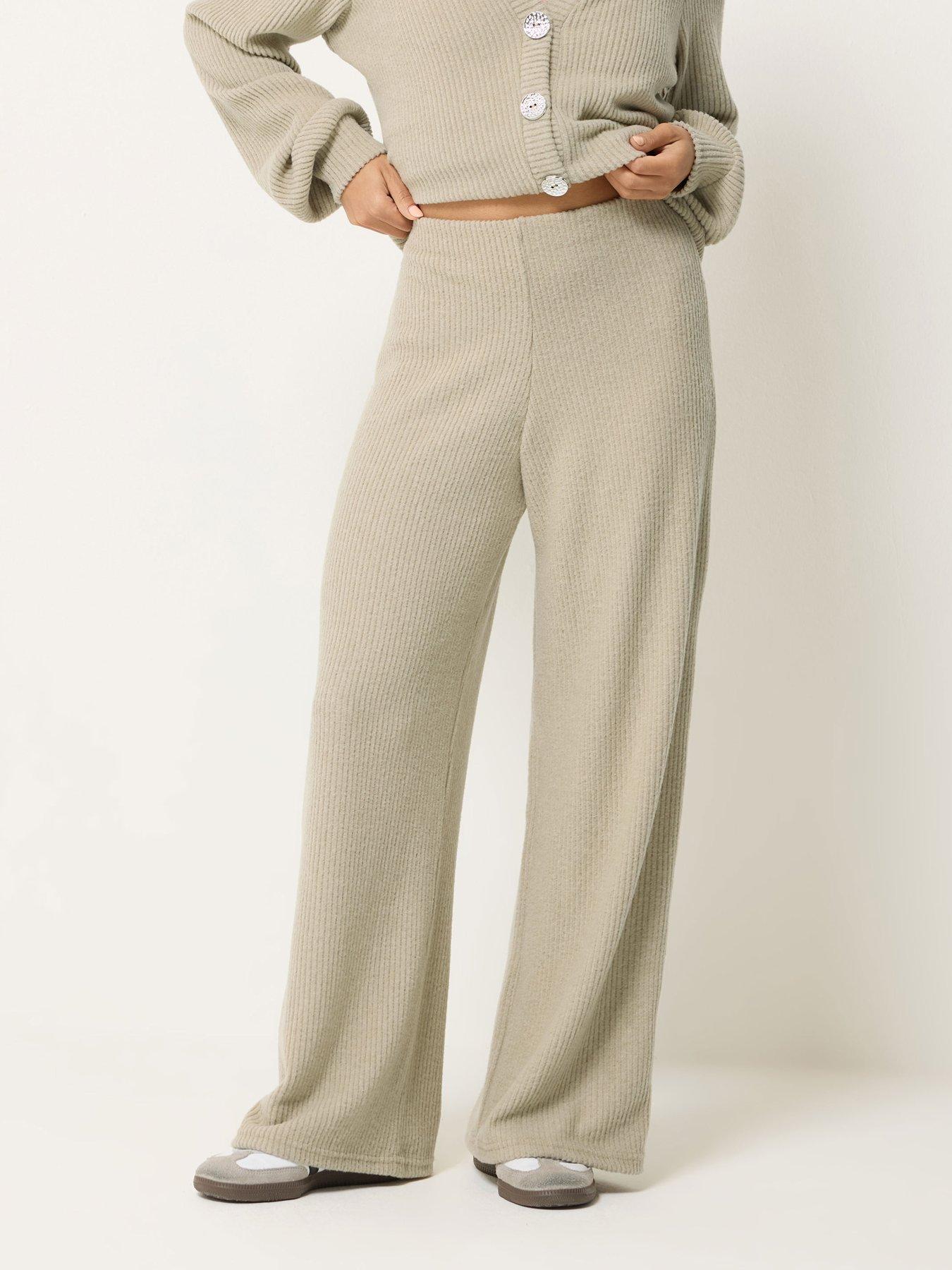 Image 1 of 5 of PixieGirl Petite Soft Touch Wide Leg Trousers - Green
