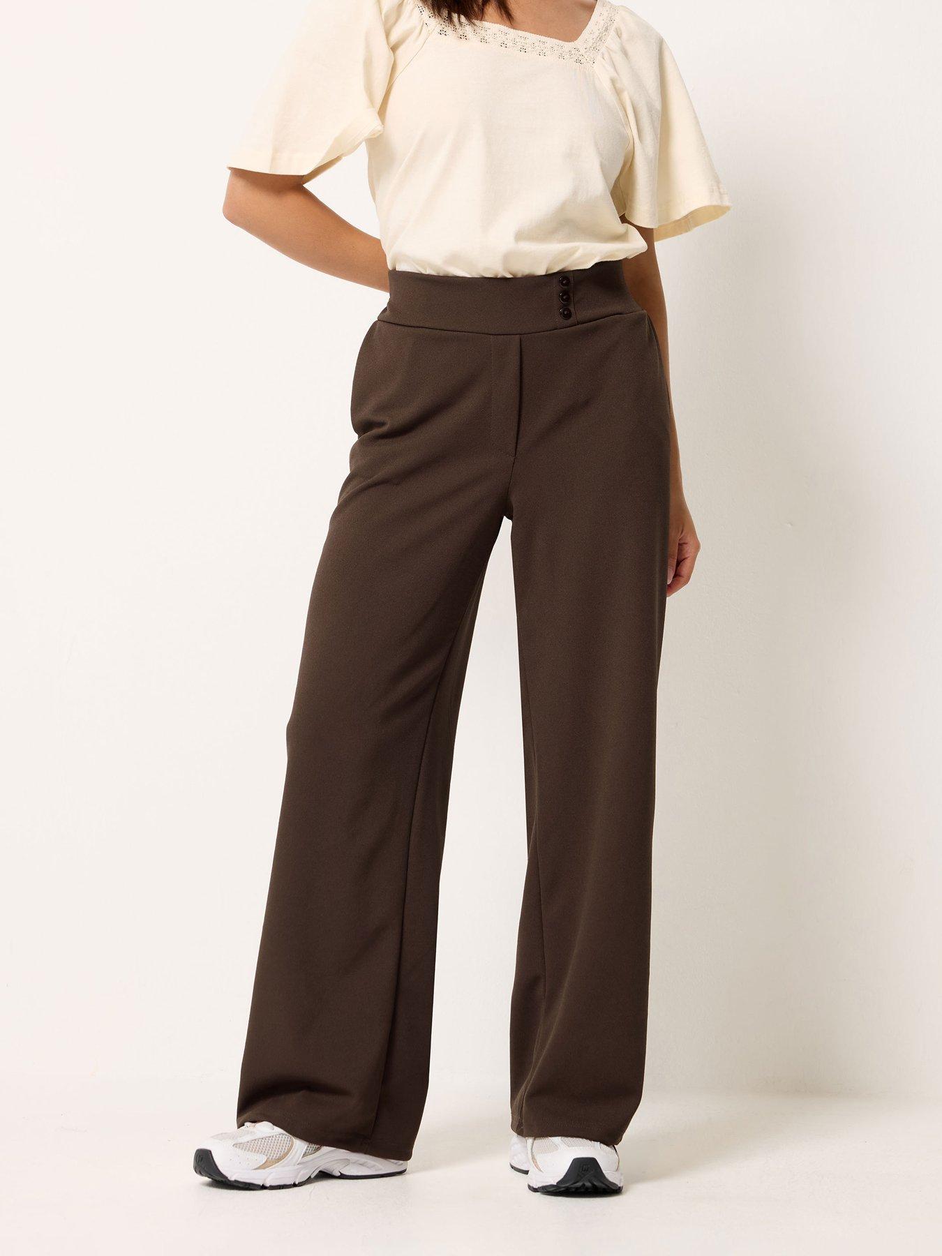 Image 1 of 5 of PixieGirl Petite Soft Touch Wide Leg Trousers