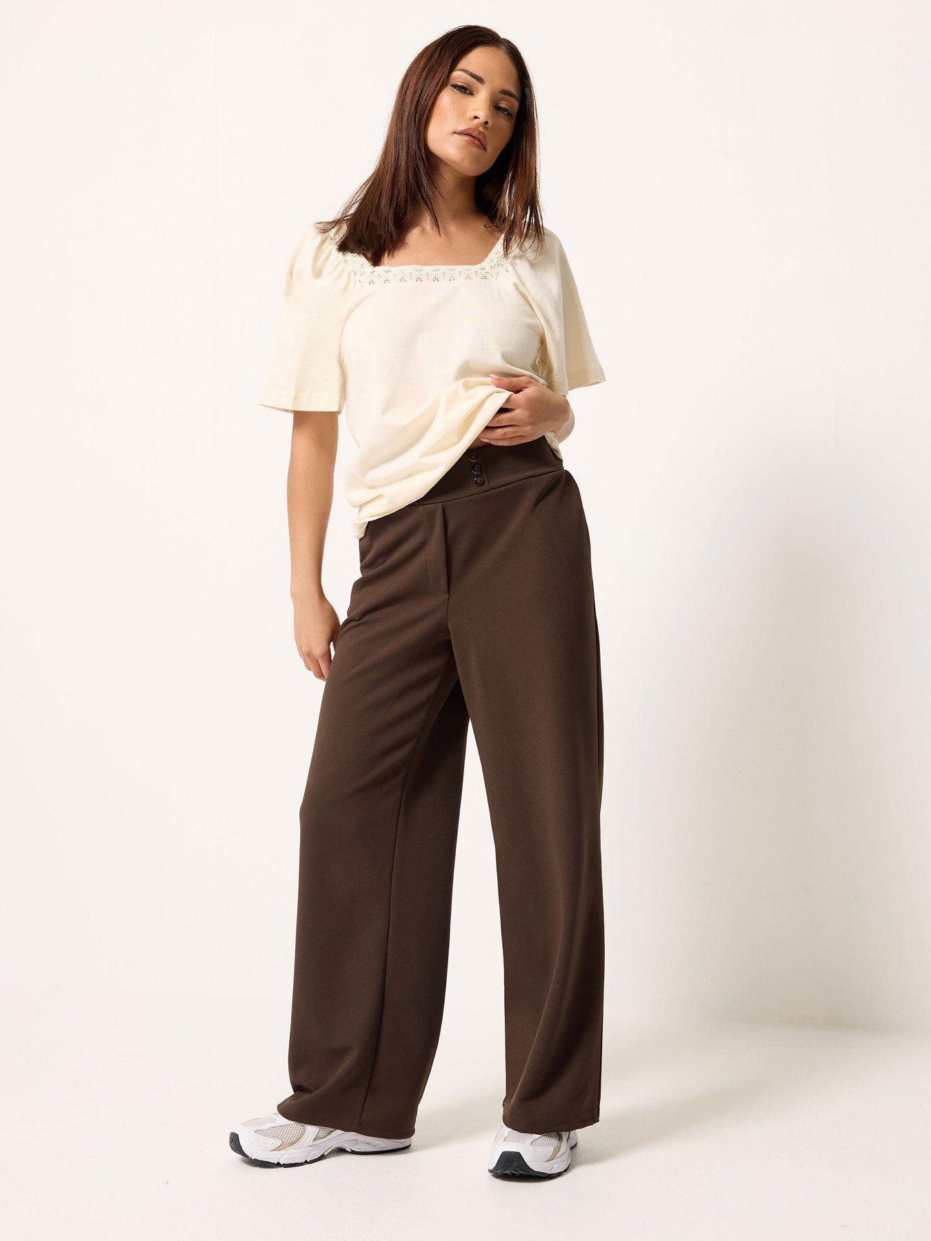 Image 3 of 5 of PixieGirl Petite Soft Touch Wide Leg Trousers