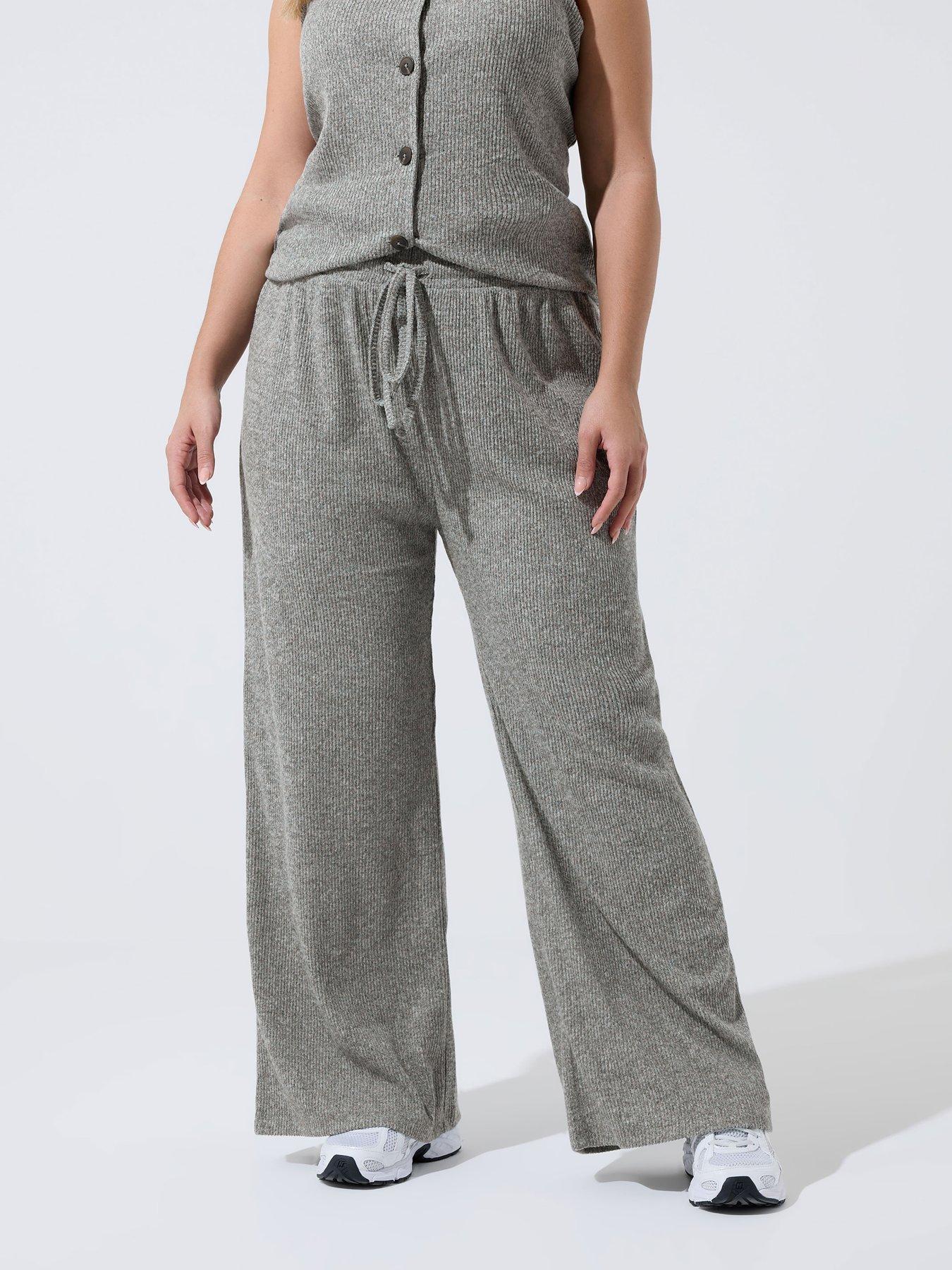 front image of yours-curve-check-barrel-trousers