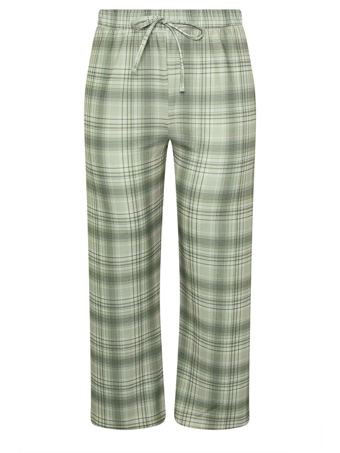 Image 5 of 5 of Yours Curve Check Print Wide Leg Trousers - Grey