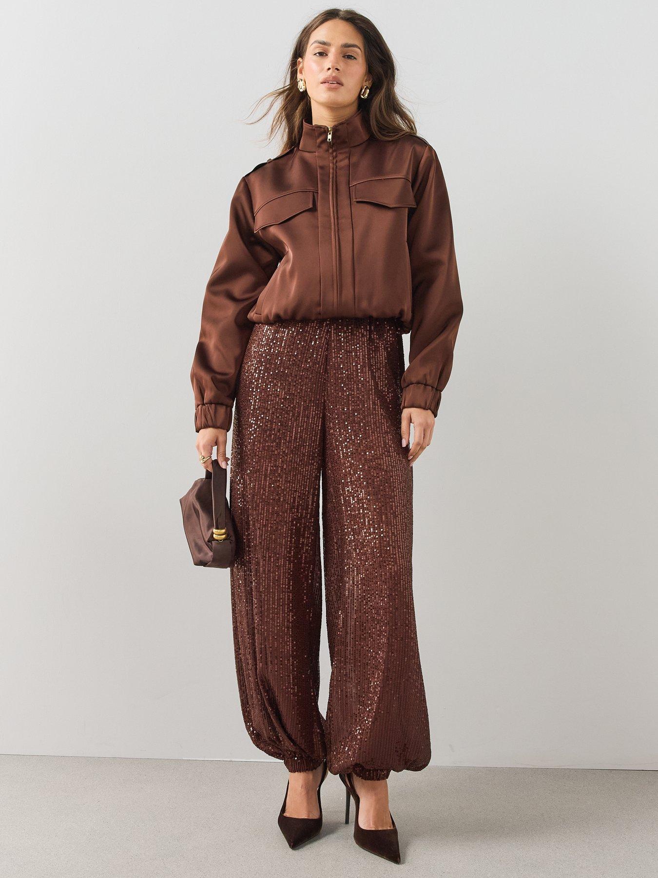 Image 3 of 7 of The Very Collection Womens&nbsp;Relaxed Zip-Through Bomber Jacket - Brown