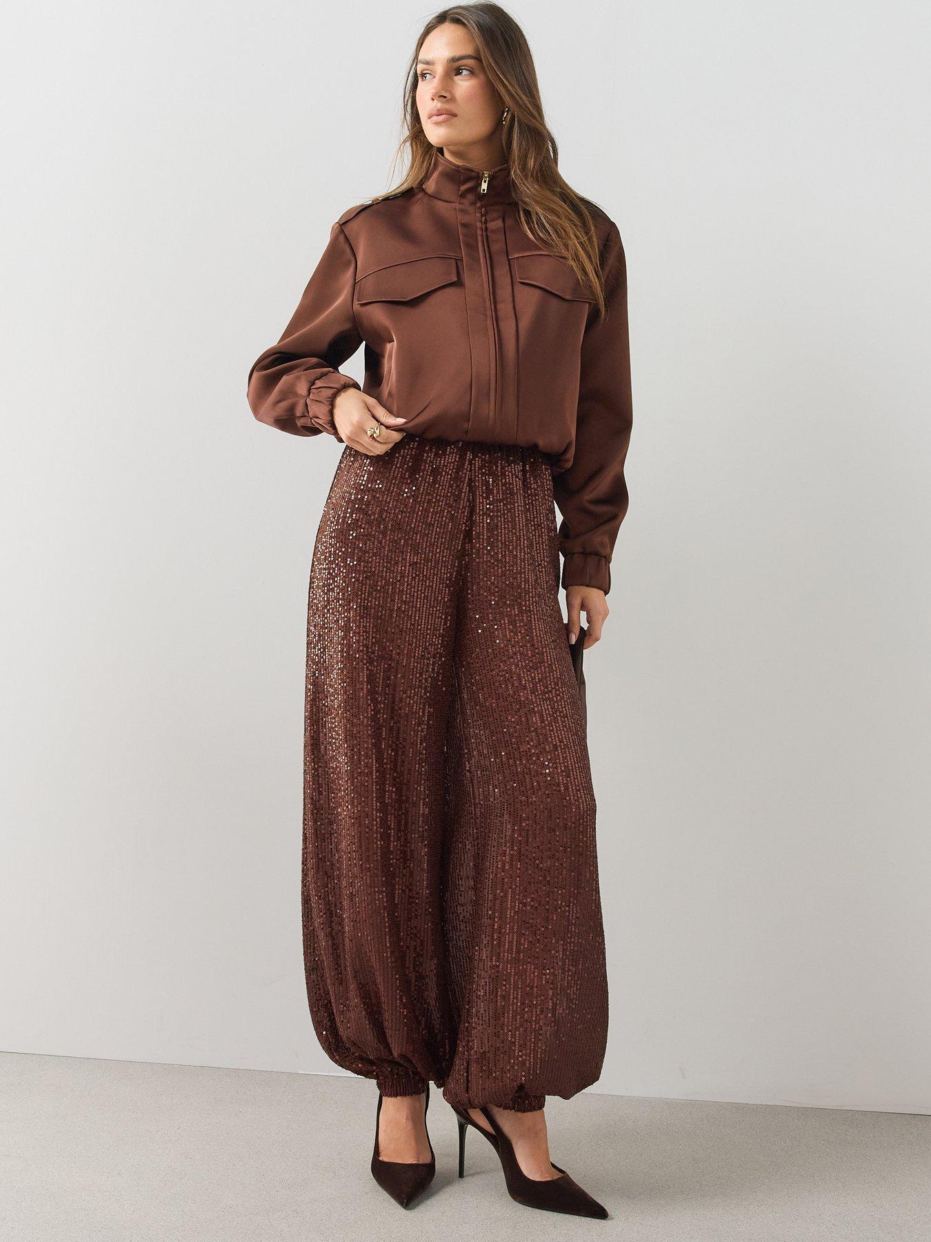 Image 6 of 7 of The Very Collection Womens&nbsp;Relaxed Zip-Through Bomber Jacket - Brown