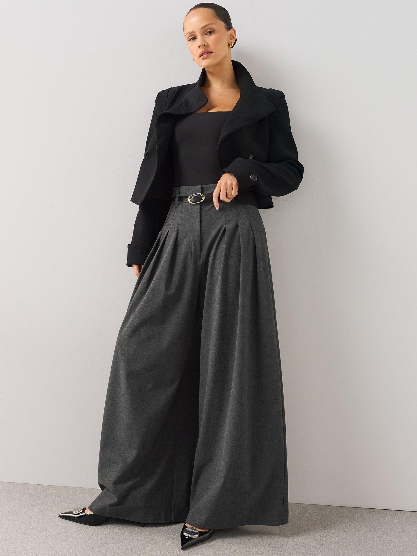 Image 6 of 7 of The Very Collection Women's Funnel Neck Cropped Double-Breasted Jacket - Black