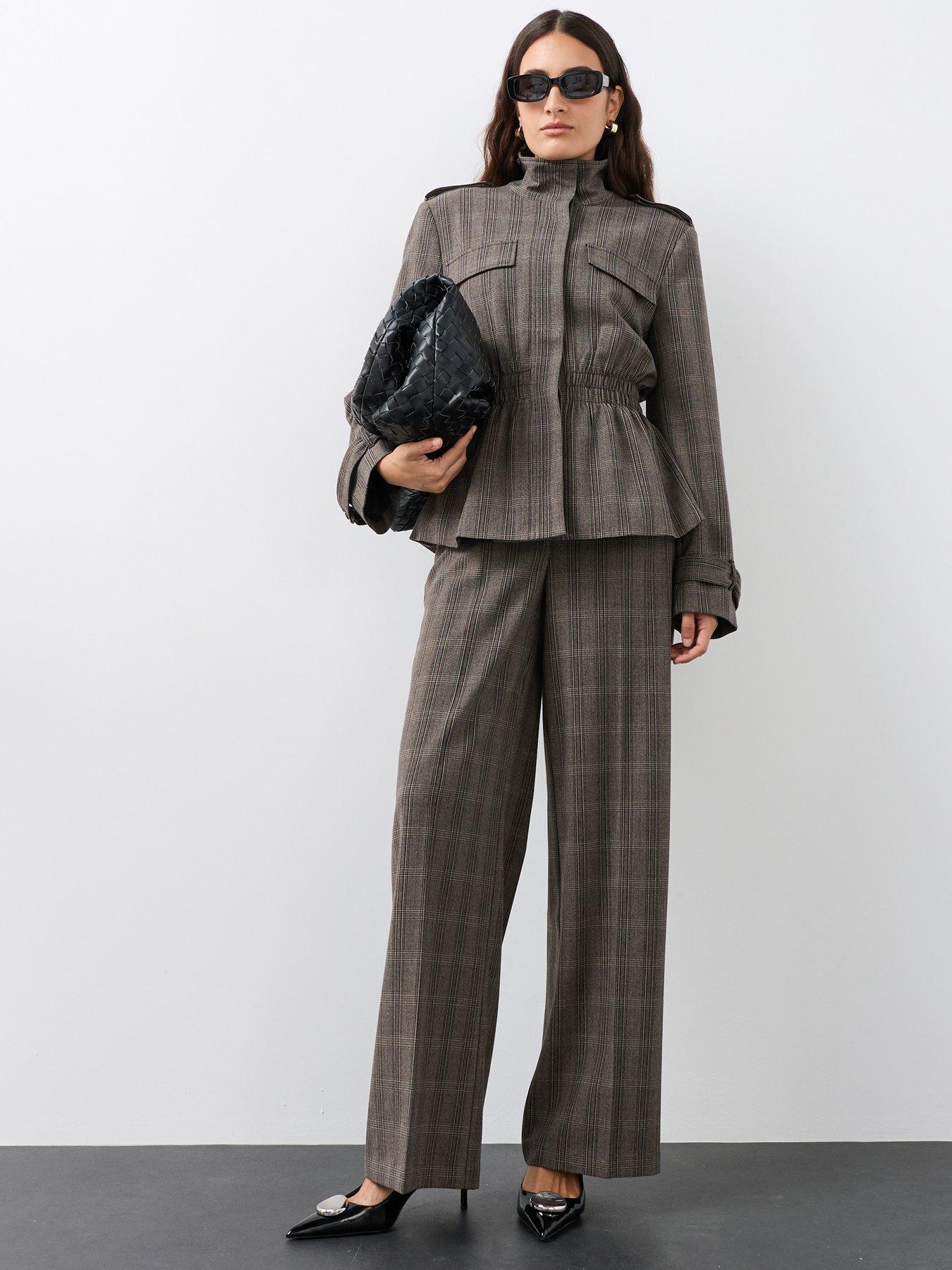 Image 4 of 7 of The Very Collection Womens Funnel Neck Check Utility Jacket - Grey