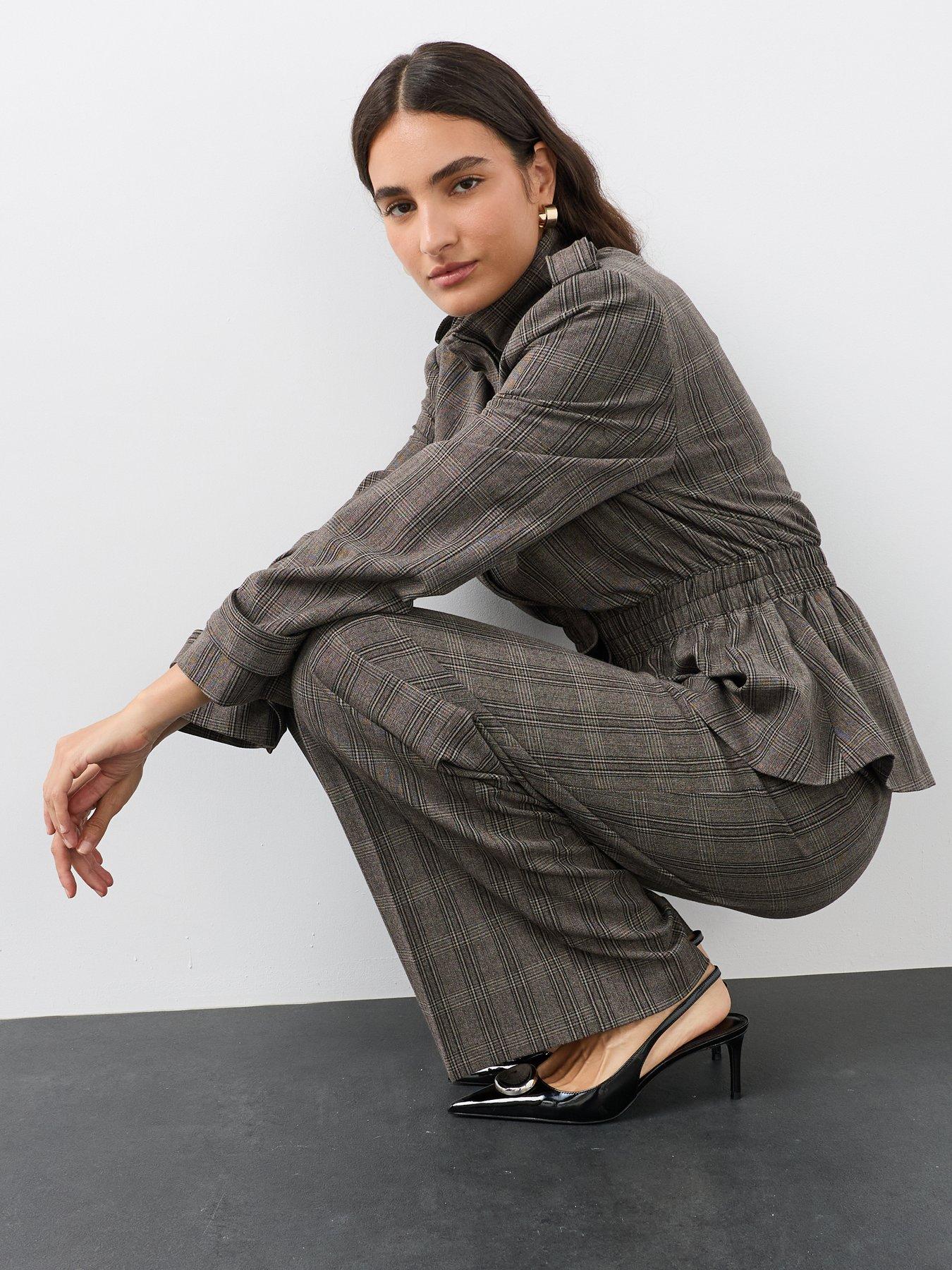 Image 5 of 7 of The Very Collection Womens Funnel Neck Check Utility Jacket - Grey