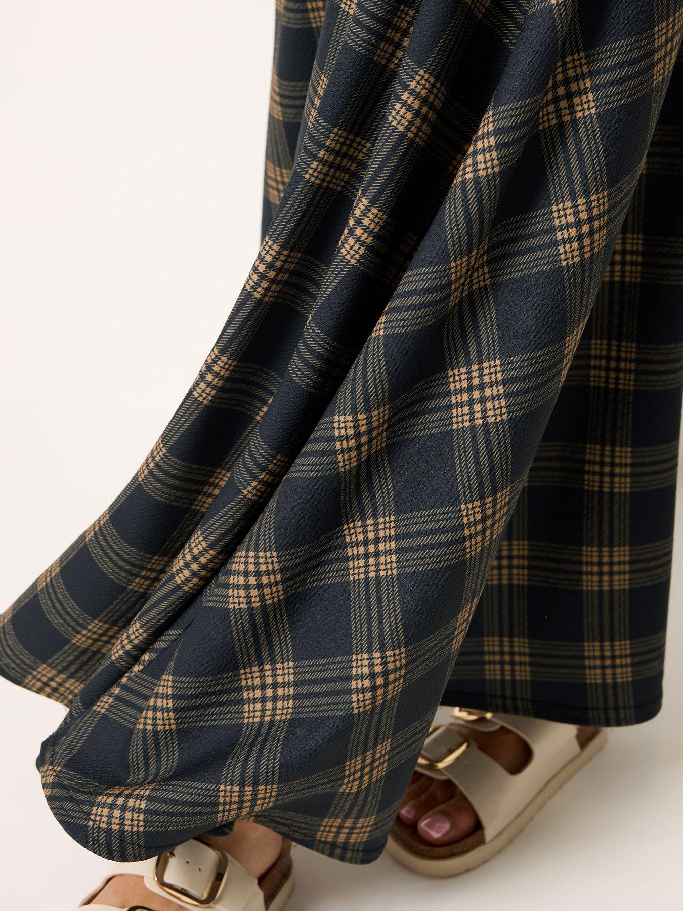 Image 4 of 5 of PixieGirl Petite Check Maxi Skirt - Brown