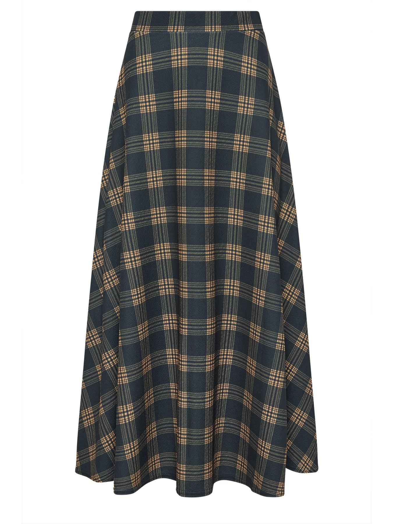 Image 5 of 5 of PixieGirl Petite Check Maxi Skirt - Brown
