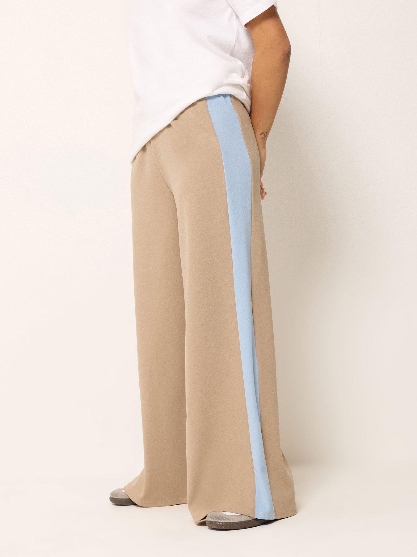 PixieGirl Petite Stripe Wide Leg Scuba Trousers