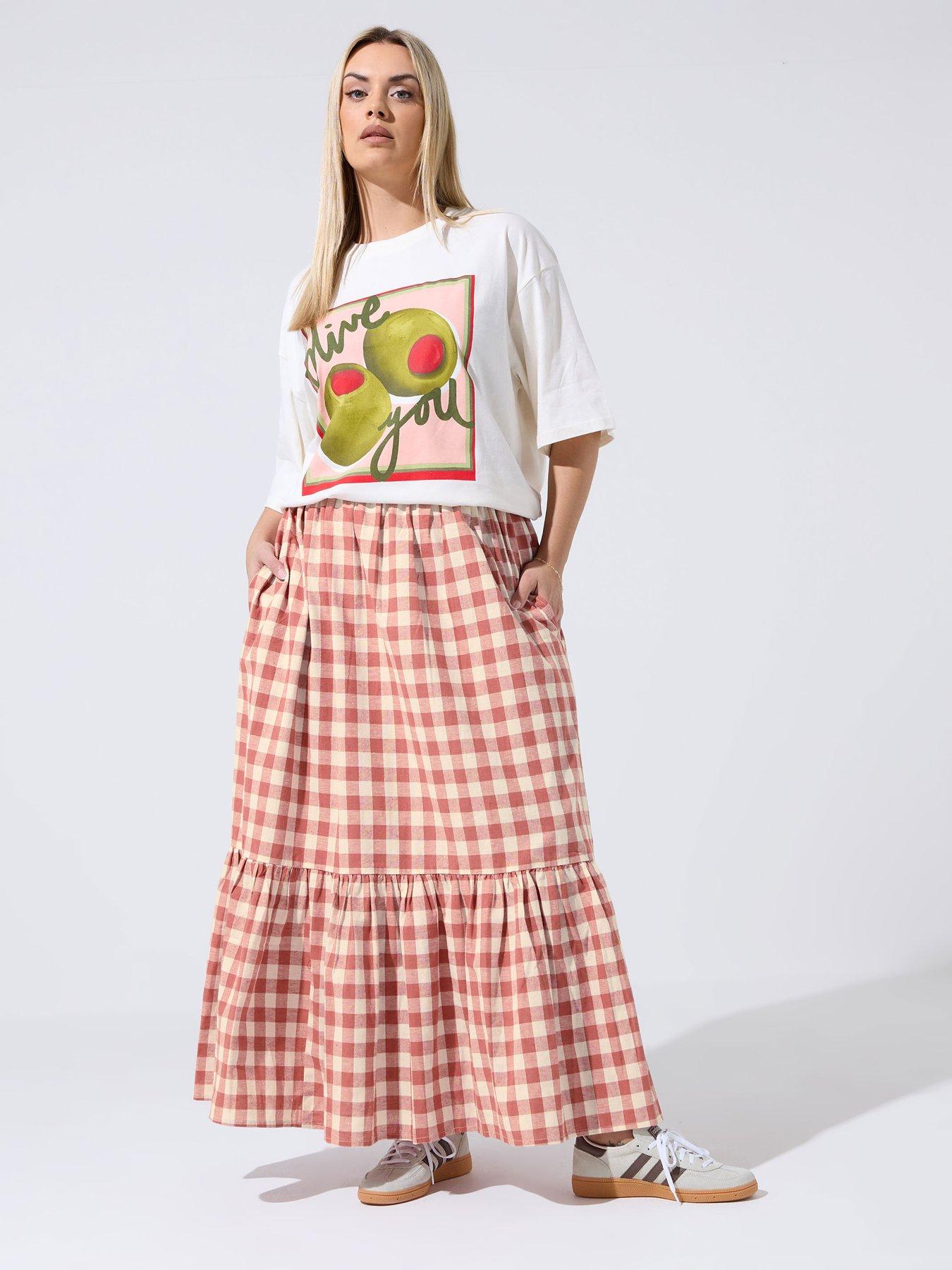 Yours Curve Gingham Skirt