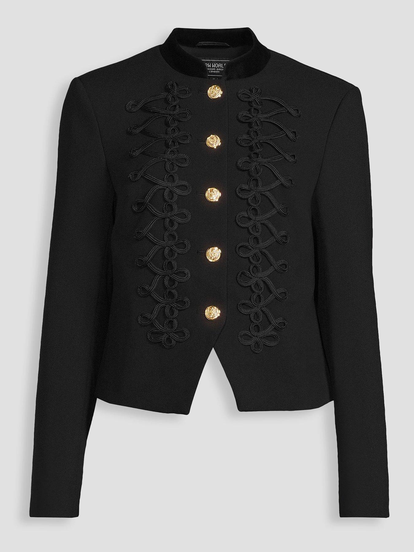Image 7 of 7 of The Very Collection Women's Napoleon Jacket With Military Braid Detail - Black
