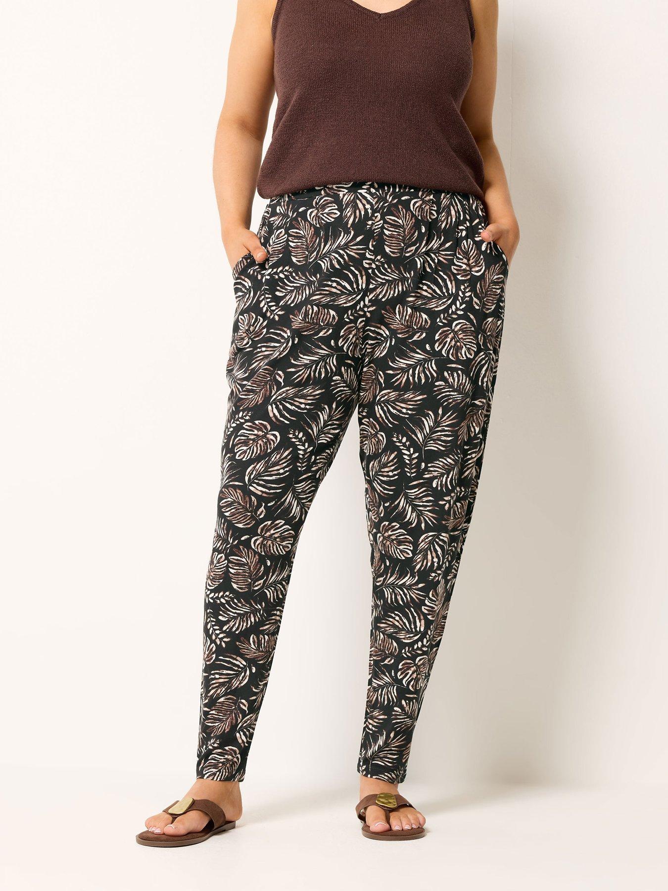 Yours Curve Double Pleat Harem Ikat Trousers Short