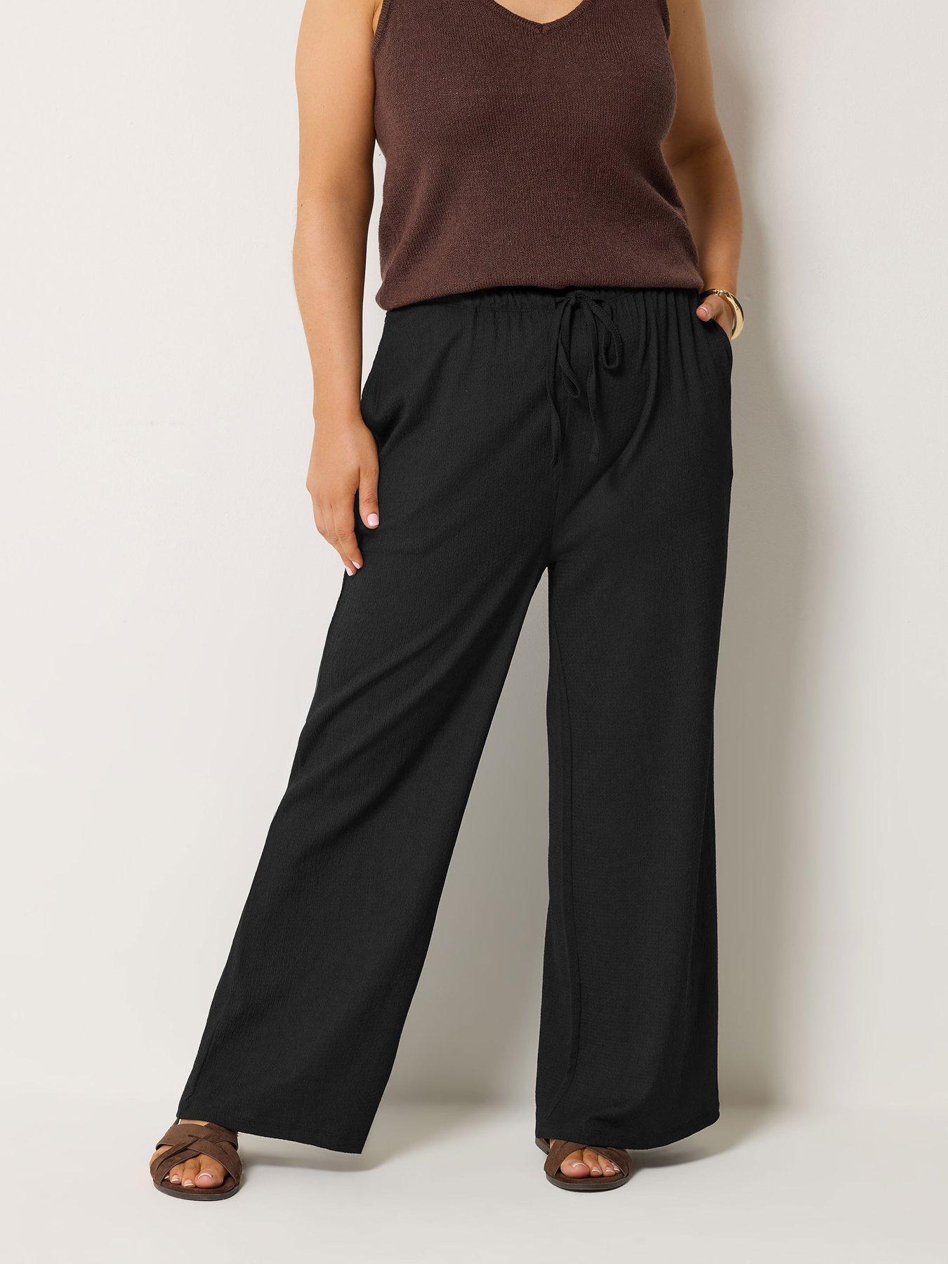 Image 4 of 5 of Yours Curve 2 Pack Wide Leg Trousers Regular - Black/Brown