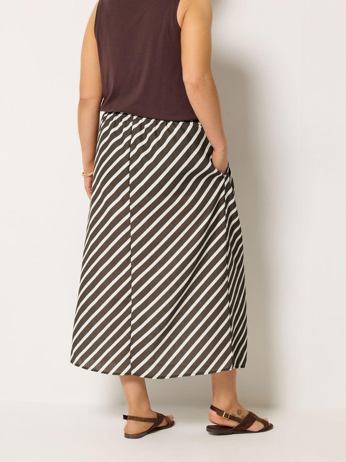 Image 2 of 4 of Yours Curve Satin Midi Skirt - Brown