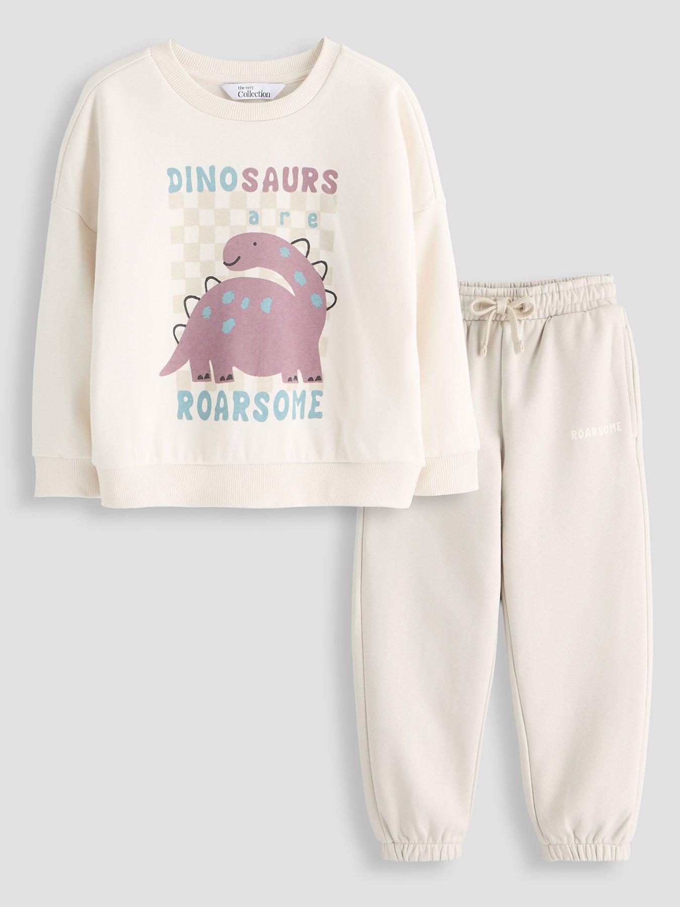 The Very Collection Boys Cotton Rich Dinosaur Sweat And Joggers Basic Outfit Set
