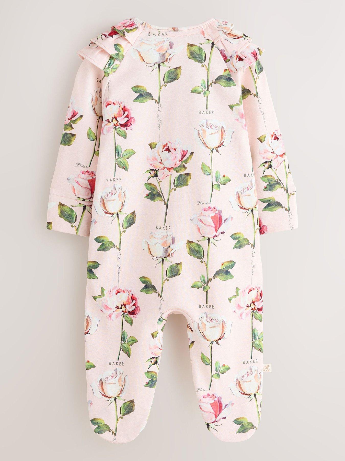 Image 3 of 7 of Ted Baker Baby Girls Floral 3 Pack Sleepsuits - Pink