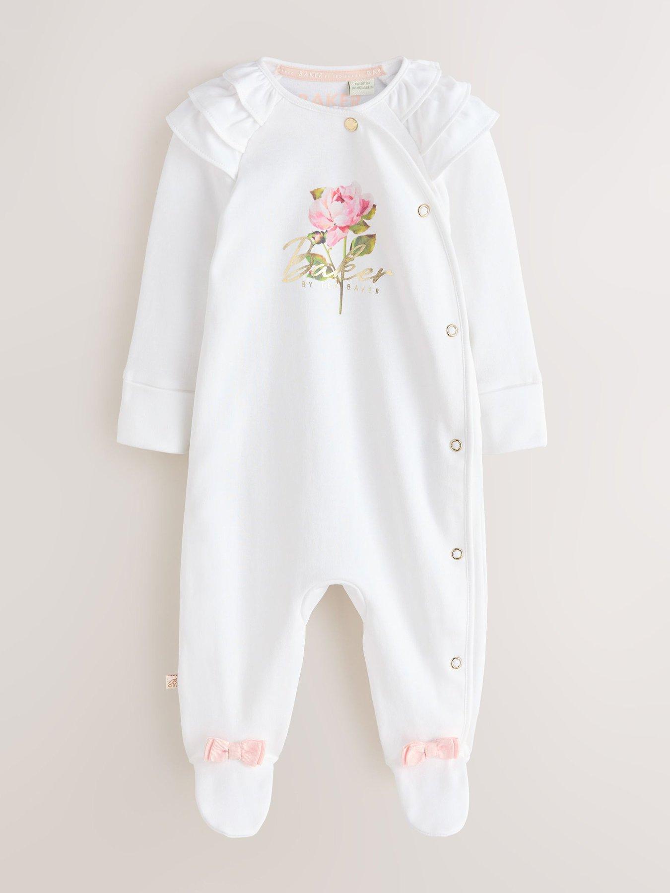 Image 4 of 7 of Ted Baker Baby Girls Floral 3 Pack Sleepsuits - Pink