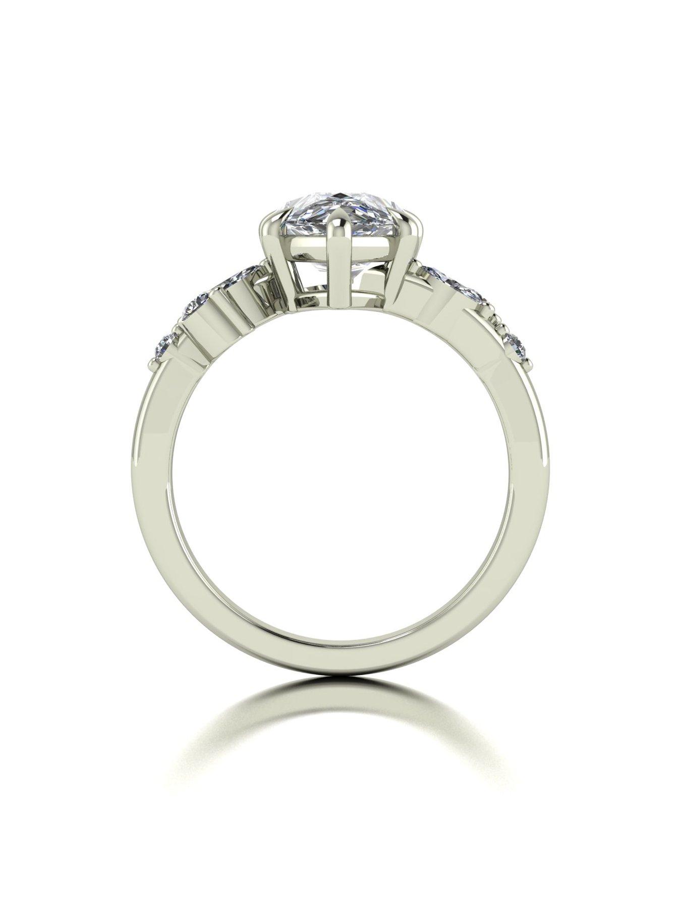 Image 2 of 5 of Moissanite 9ct White Gold Lady Lynsey 4ct total Pear Shaped Moissanite Solitaire Ring