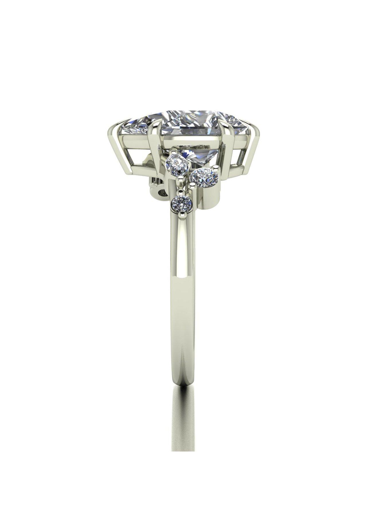 Image 3 of 5 of Moissanite 9ct White Gold Lady Lynsey 4ct total Pear Shaped Moissanite Solitaire Ring