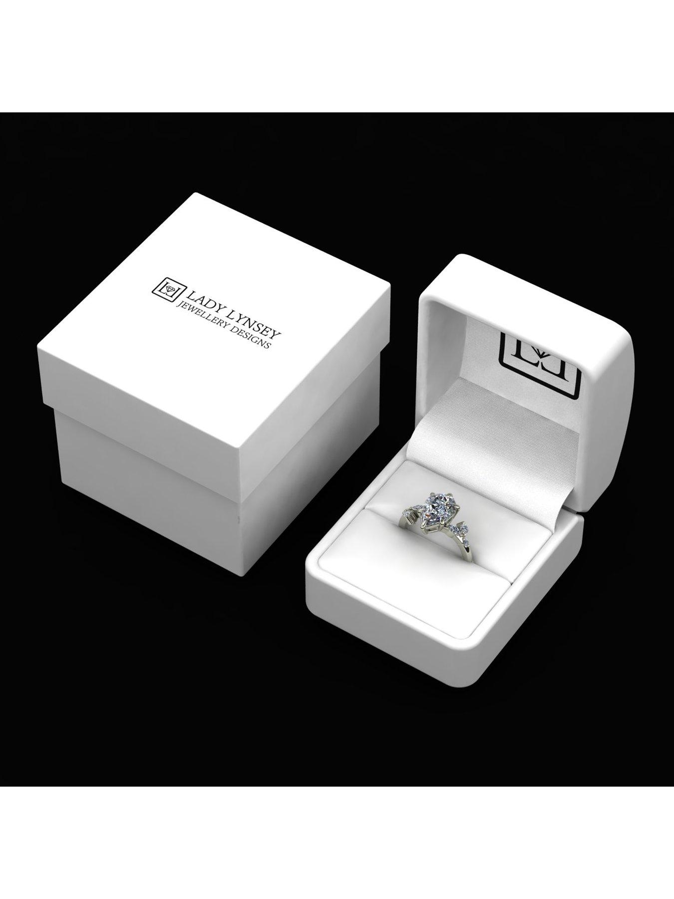 Image 5 of 5 of Moissanite 9ct White Gold Lady Lynsey 4ct total Pear Shaped Moissanite Solitaire Ring