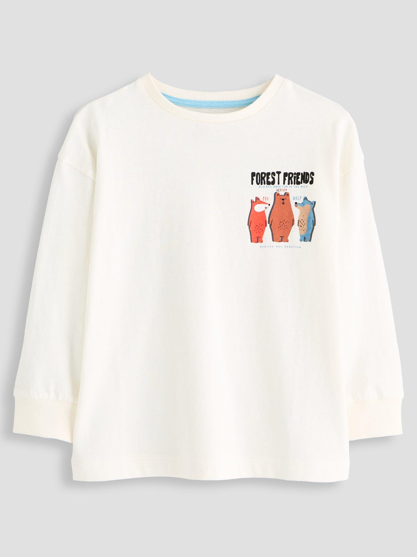 The Very Collection Boys' Cotton Rich Forest Friends Graphic T-Shirt - White